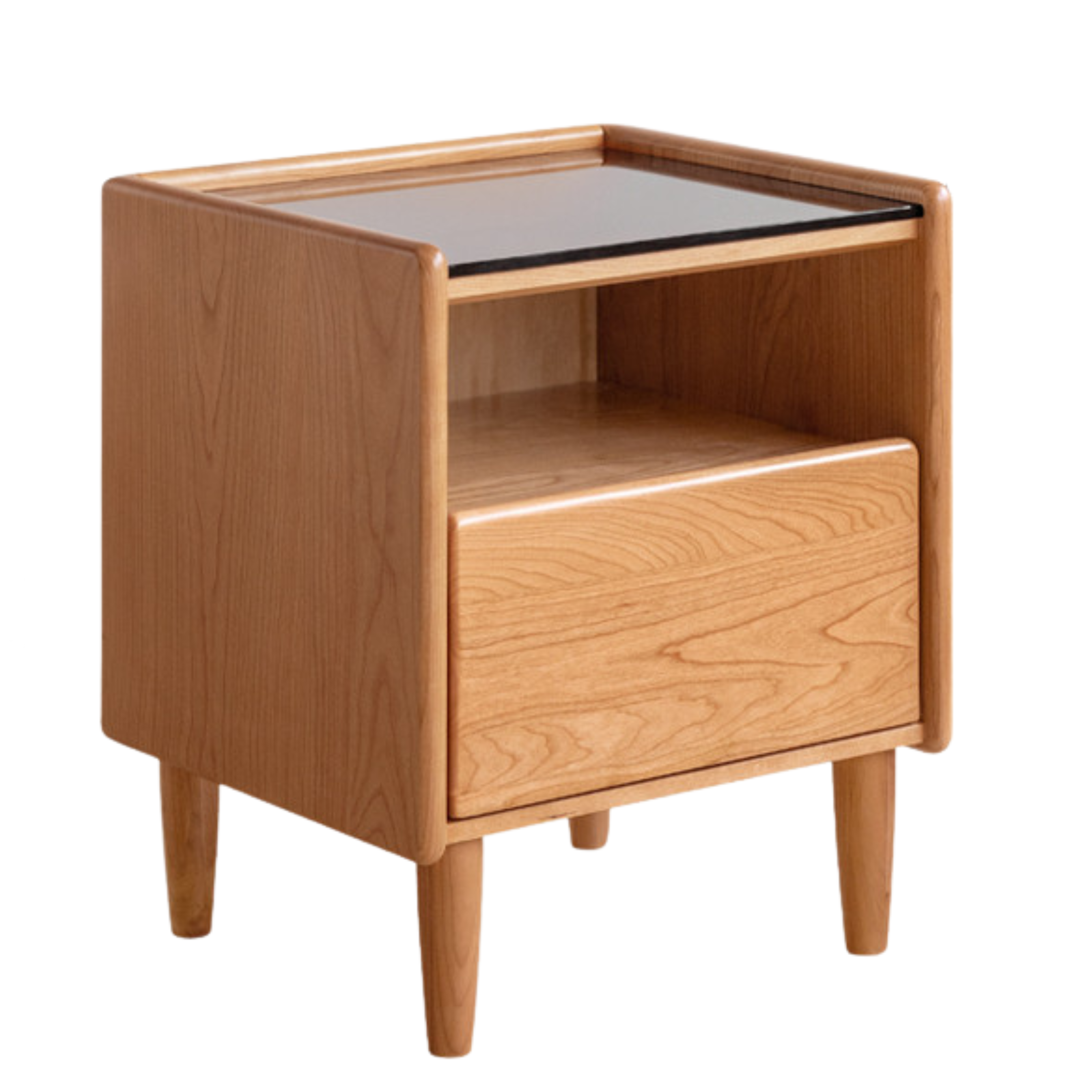 Ash, Cherry, Black walnut, Poplar, Solid Rubberwood Modern Nightstand.