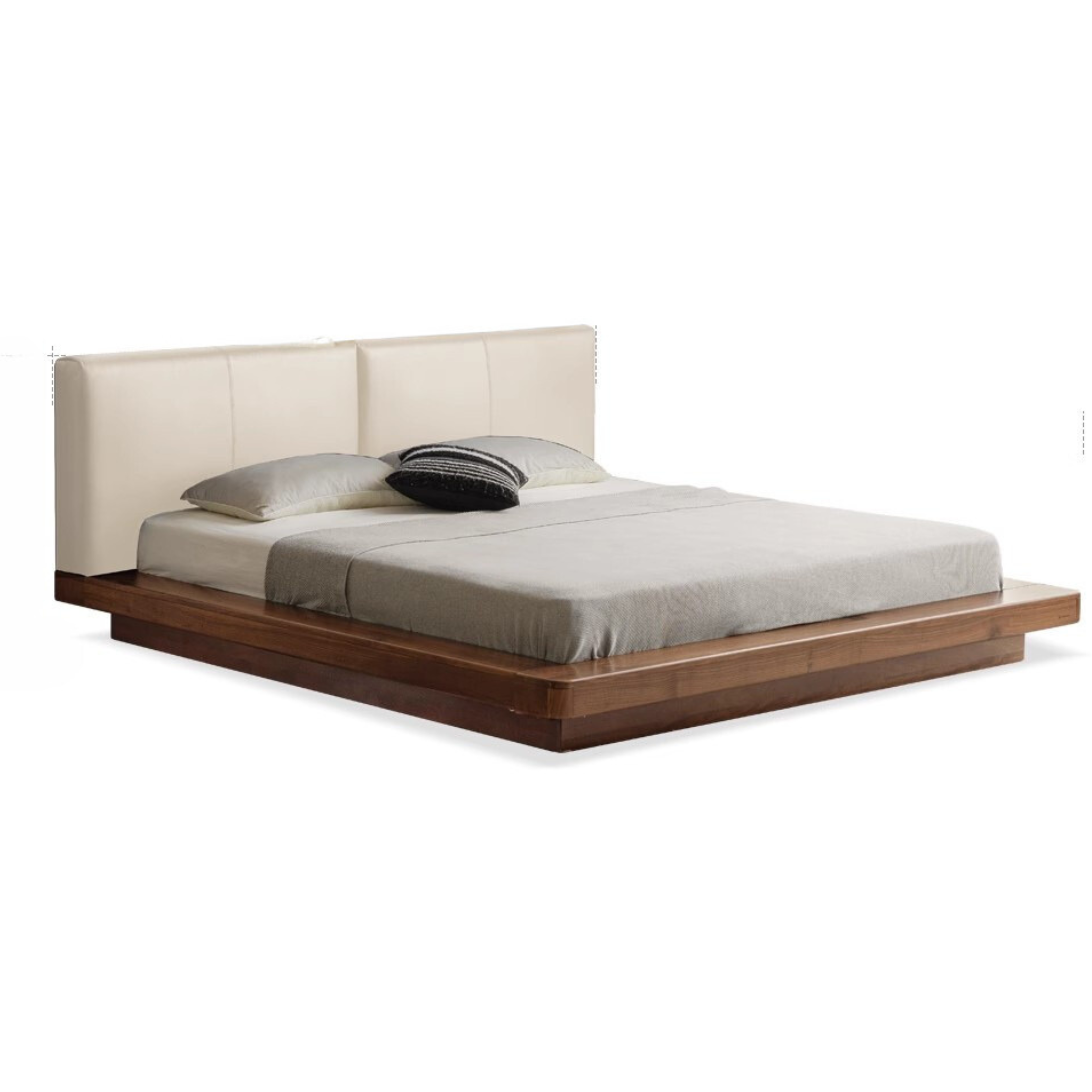 Black walnut solid wood leather soft suspended bed