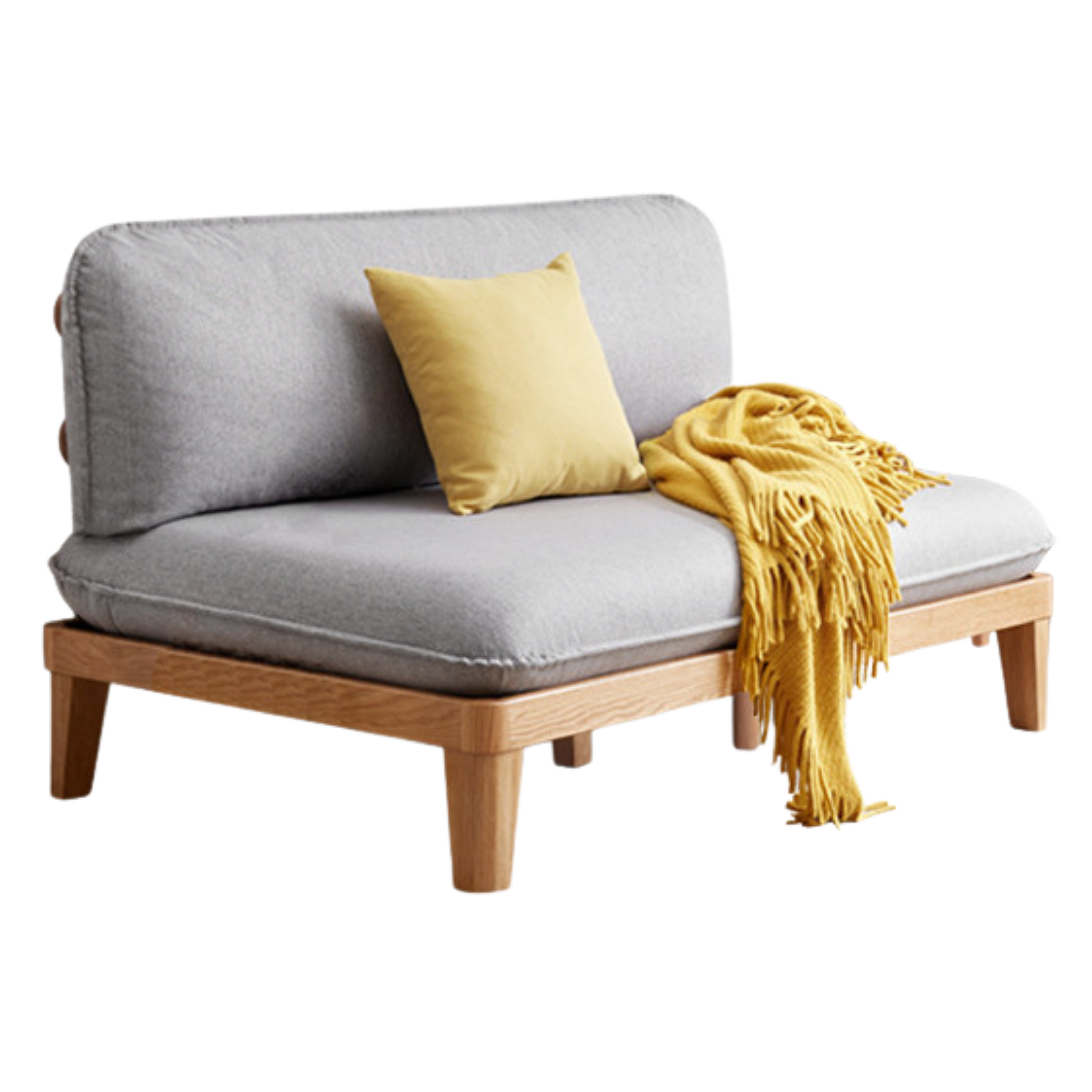 Oak Solid Wood Fabric Sofa.