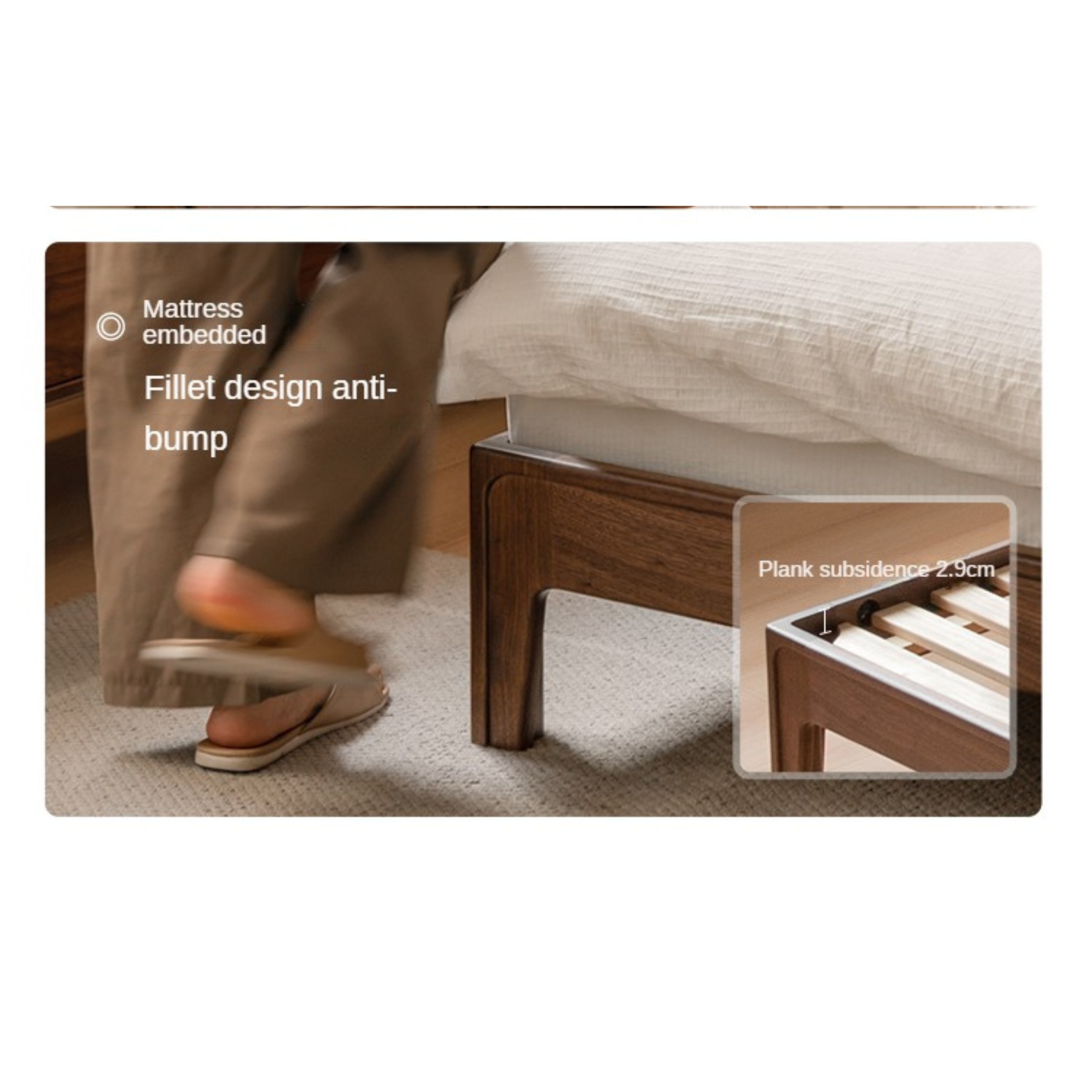 Black Walnut Solid Wood Bed New Chinese Retro