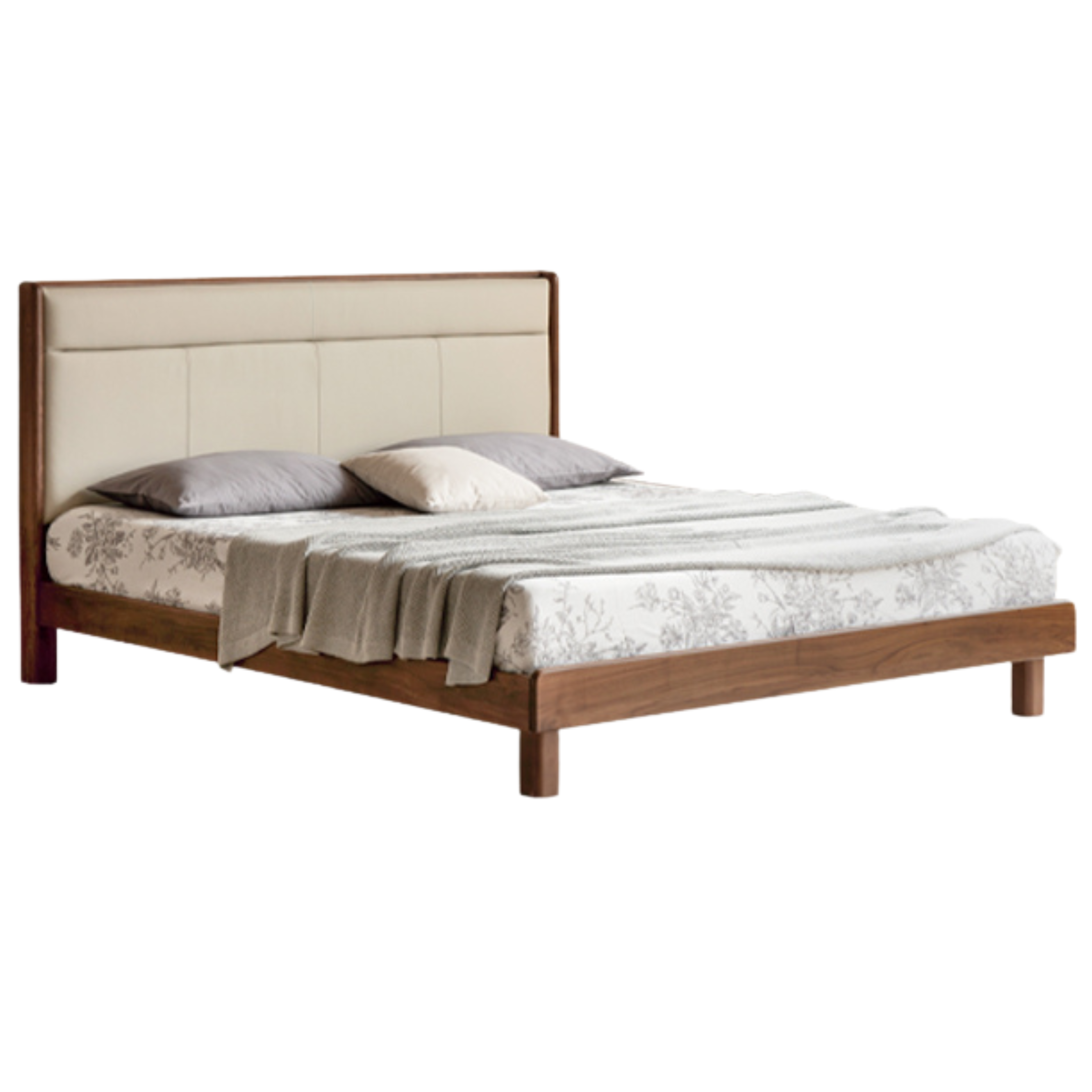 North American Black Walnut, Ash solid wood leather soft bed