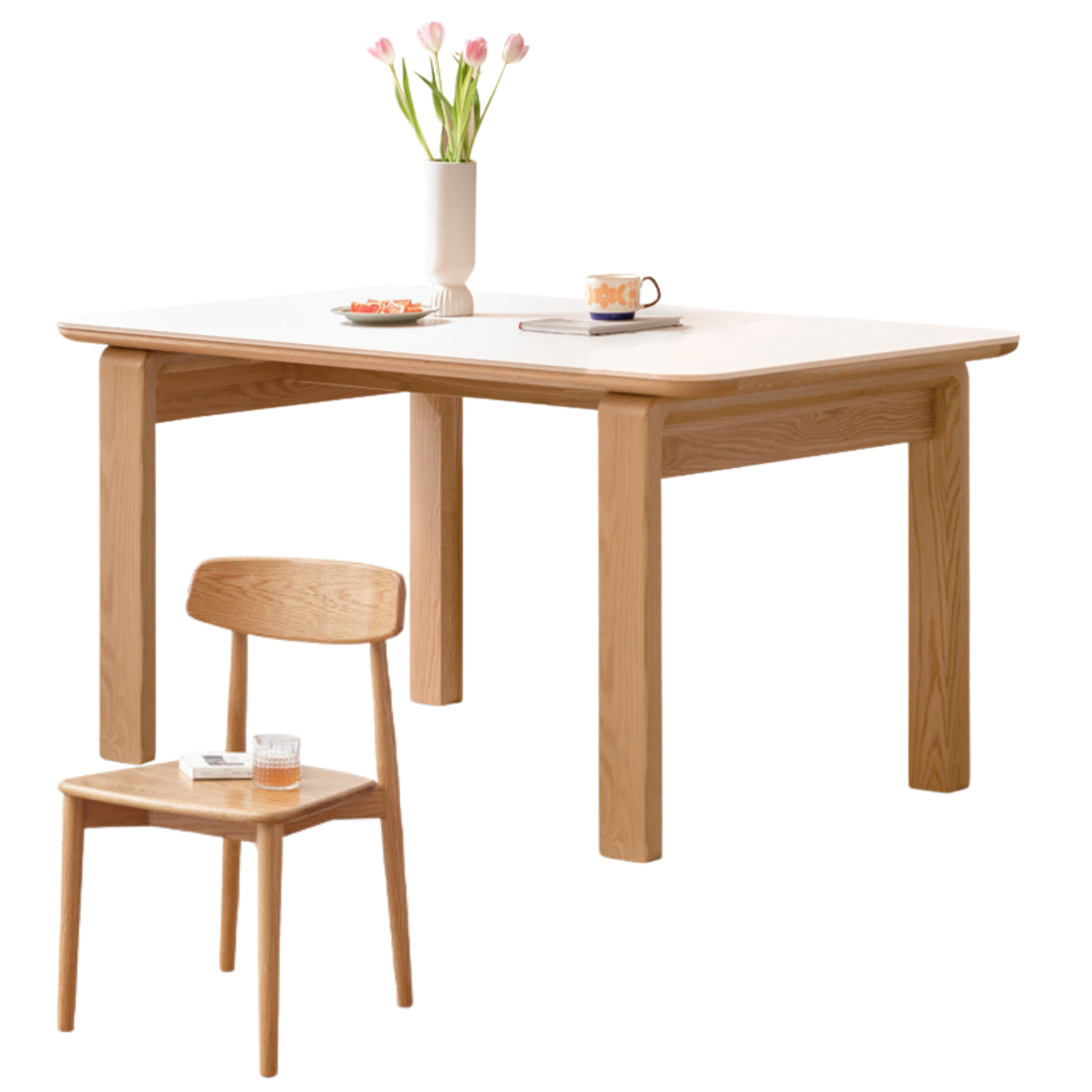 Oak Solid Wood, Solid Rubberwood Slate Dining Table
