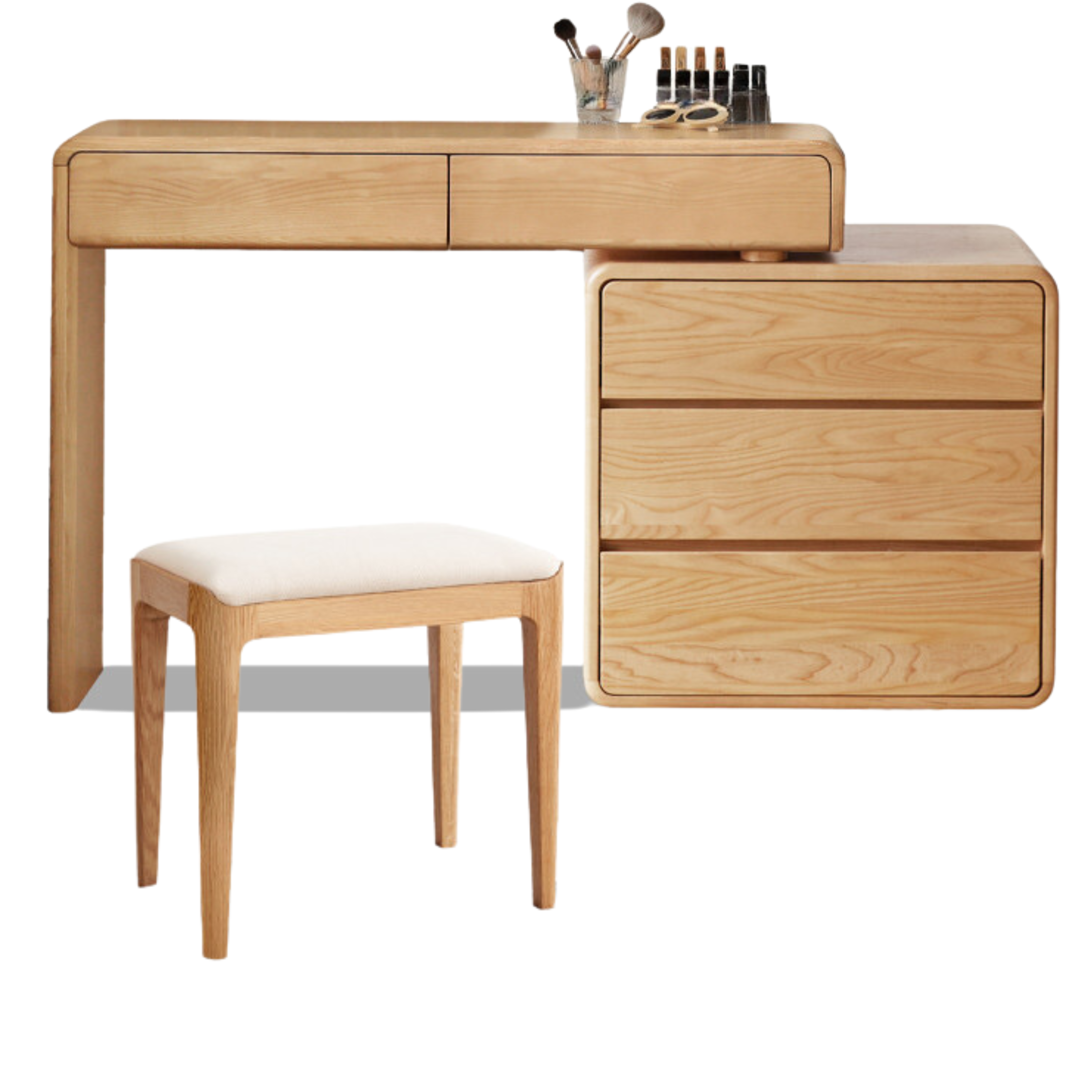 Ash Solid Wood Telescopic Dressing Table Integrated Storage.