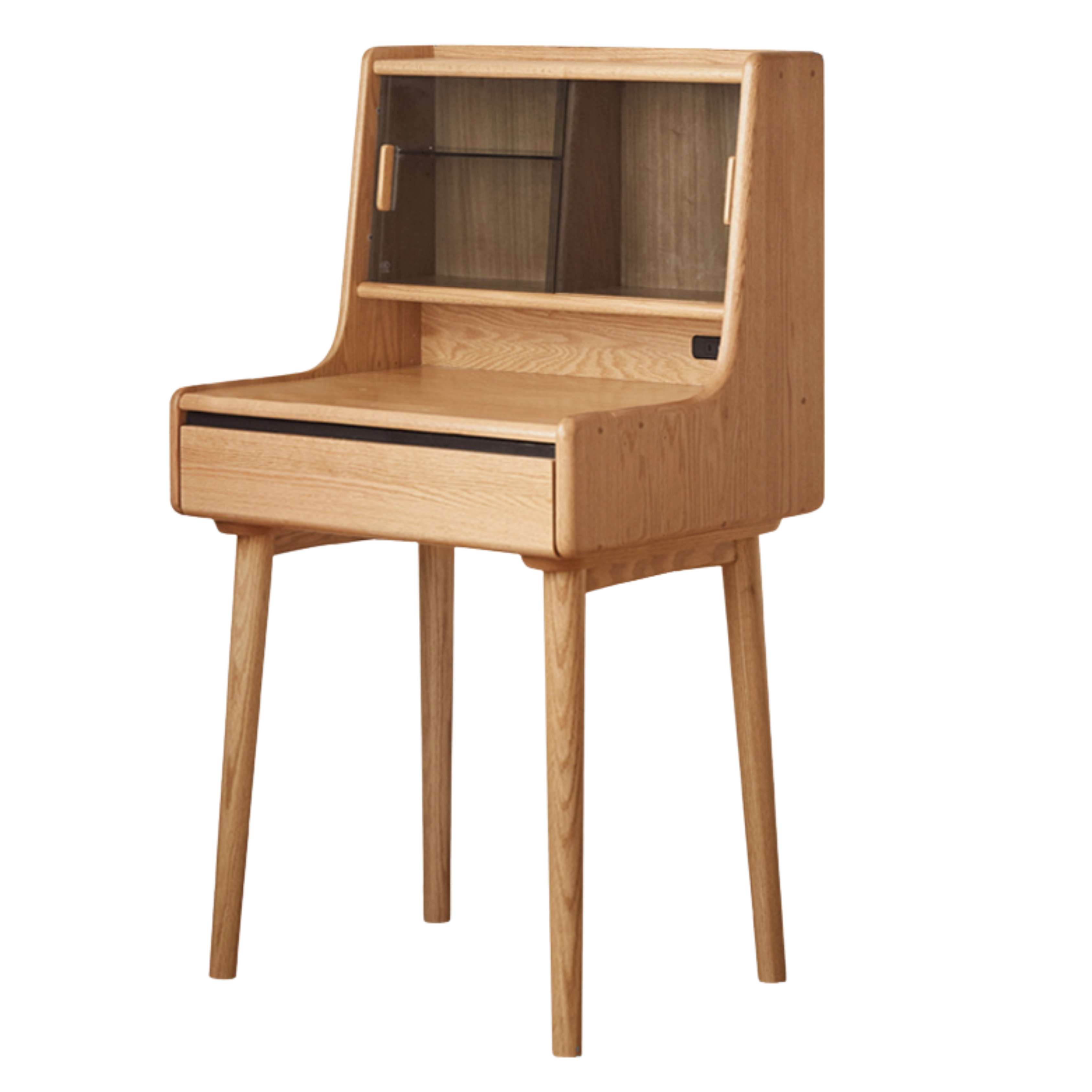 Oak, Ash Solid Wood Vanity Table Shelf Integrated.