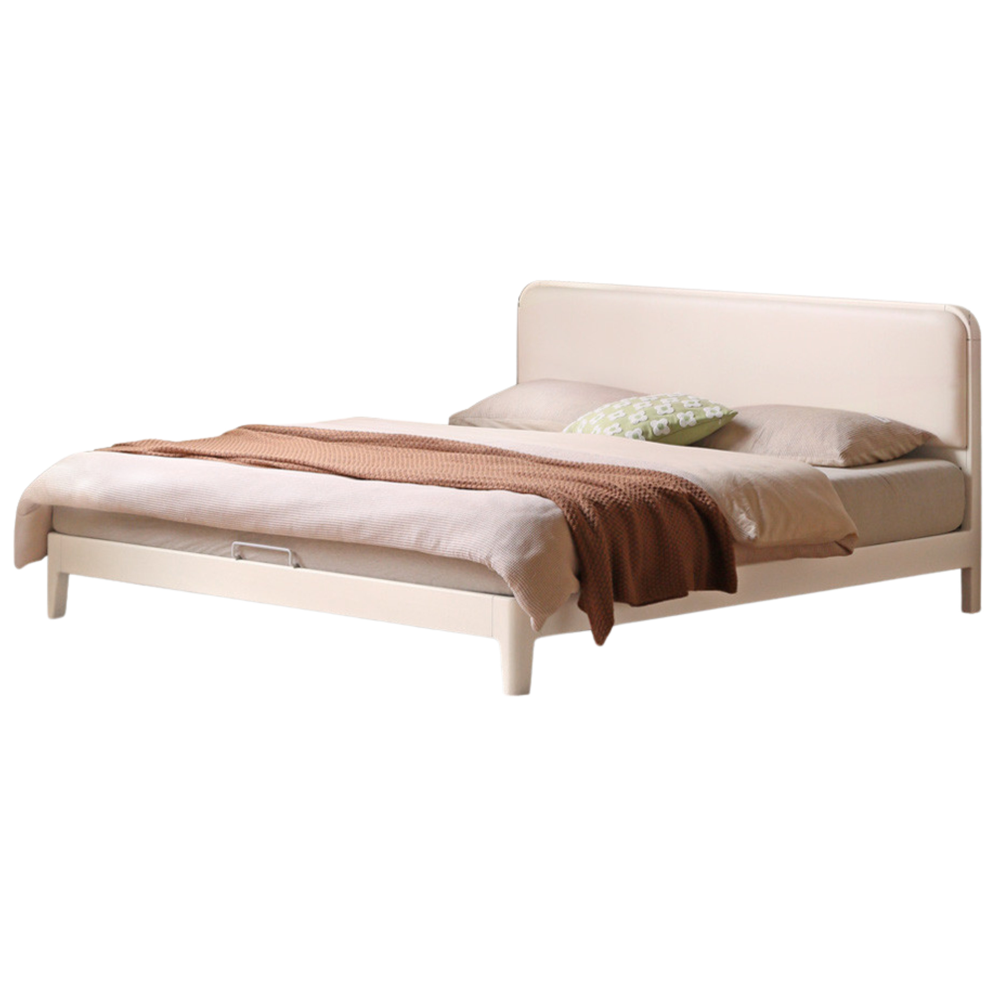 Rubber Wood Solid Wood Soft Bed Cream Style