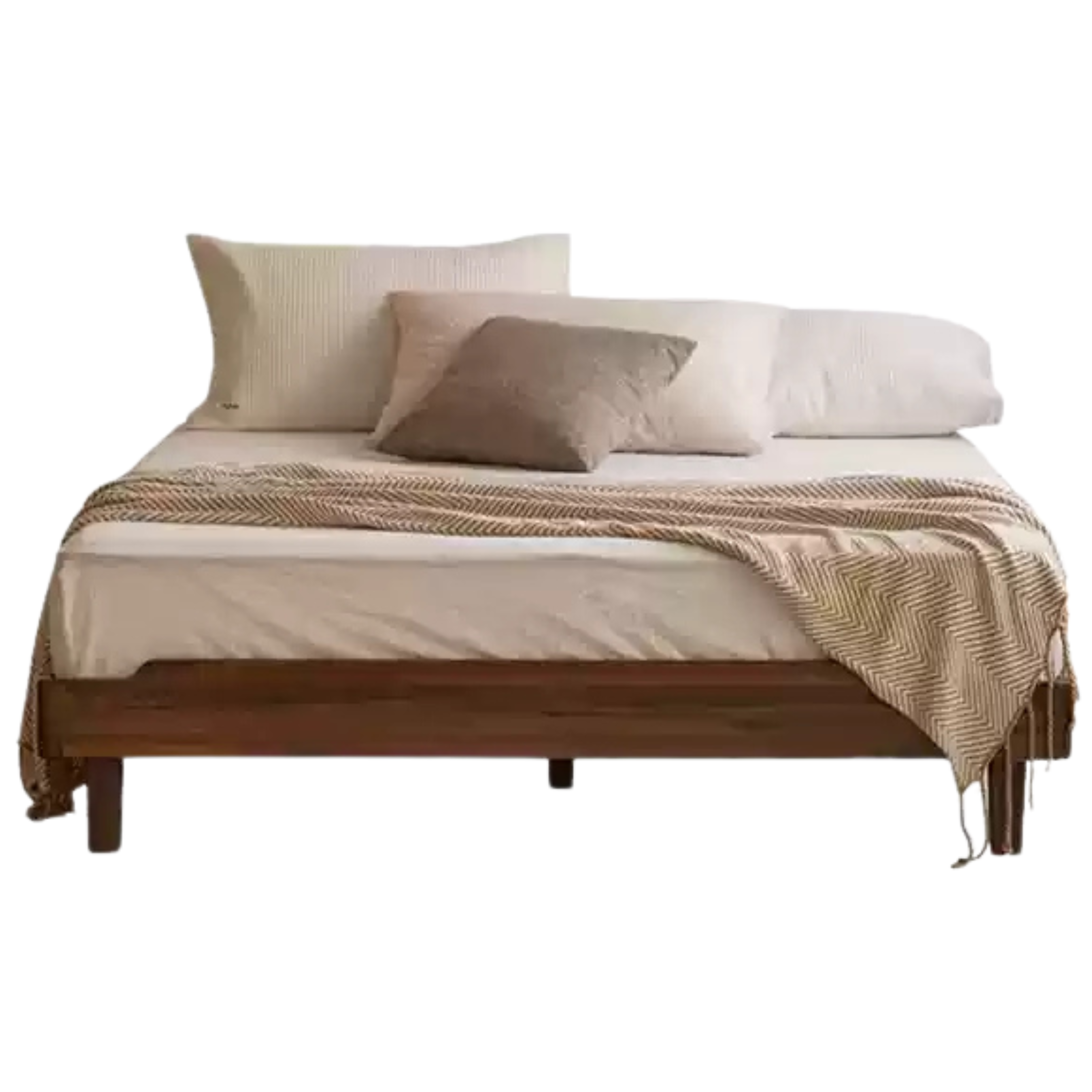 Black Walnut, Ash Solid Wood Platform Bed, Headboard-Free Bed
