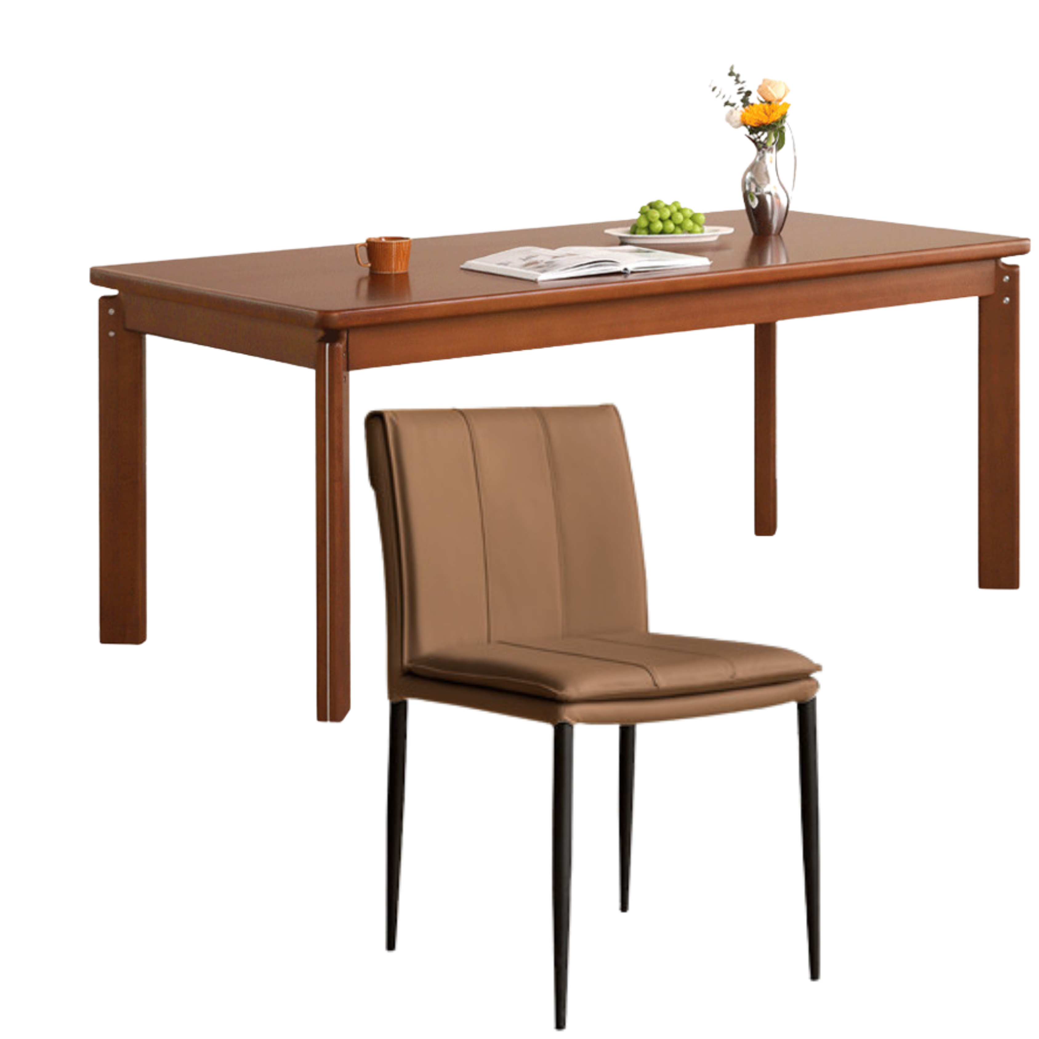 Poplar Solid Wood Retro Large Board Dining Table
