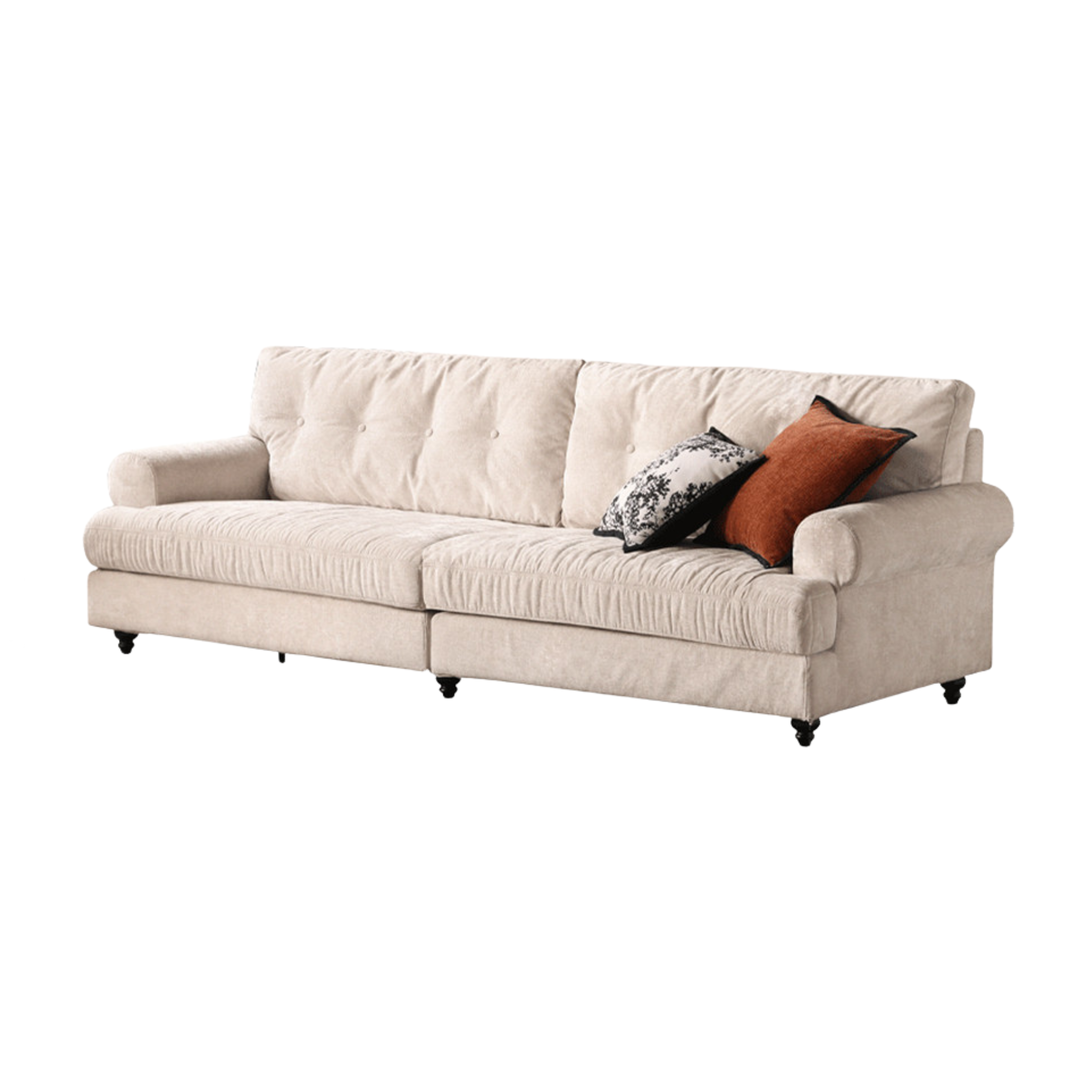 Fabric Three Seater Sofa High Back American Style.