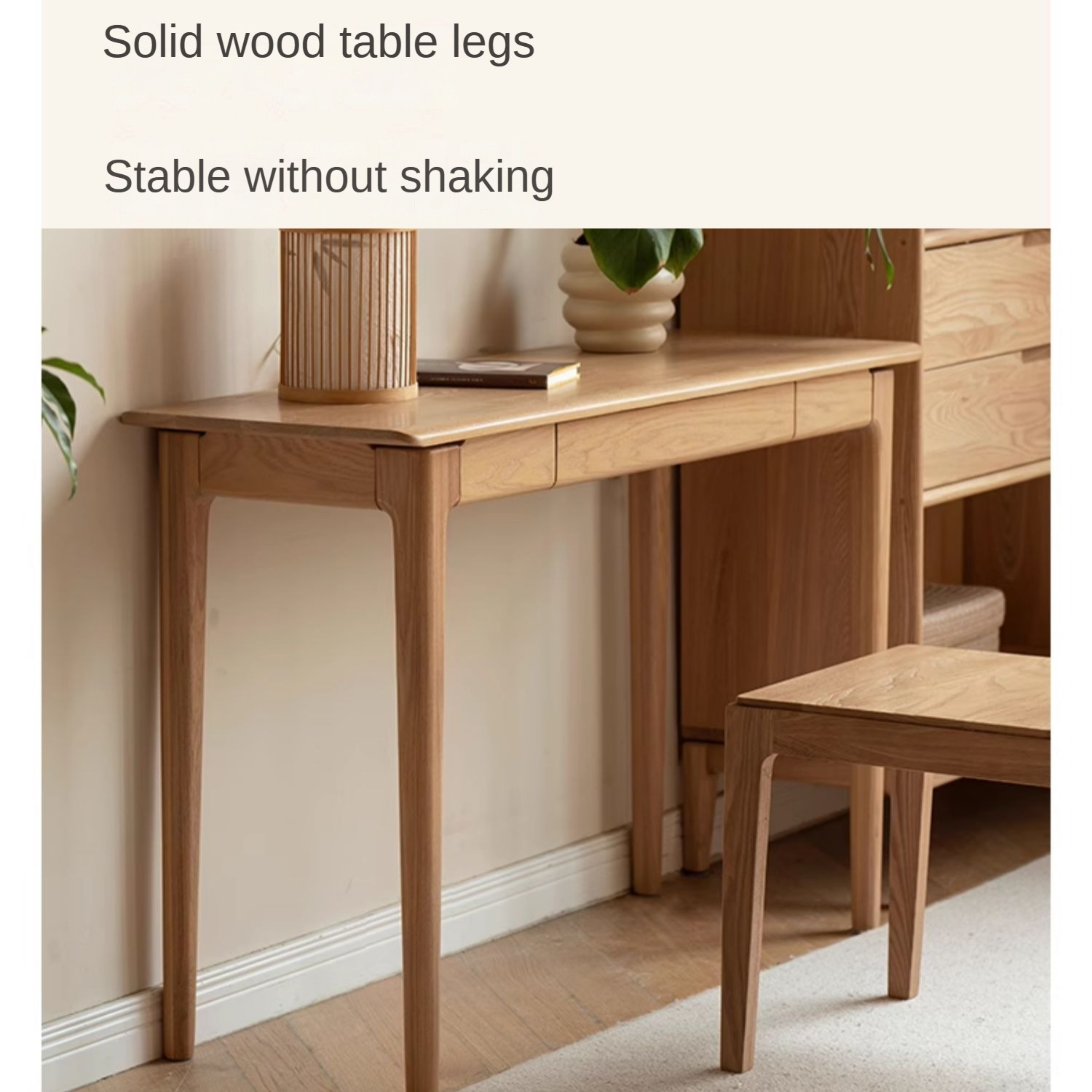 Ash Solid Wood Narrow Computer Study Desk