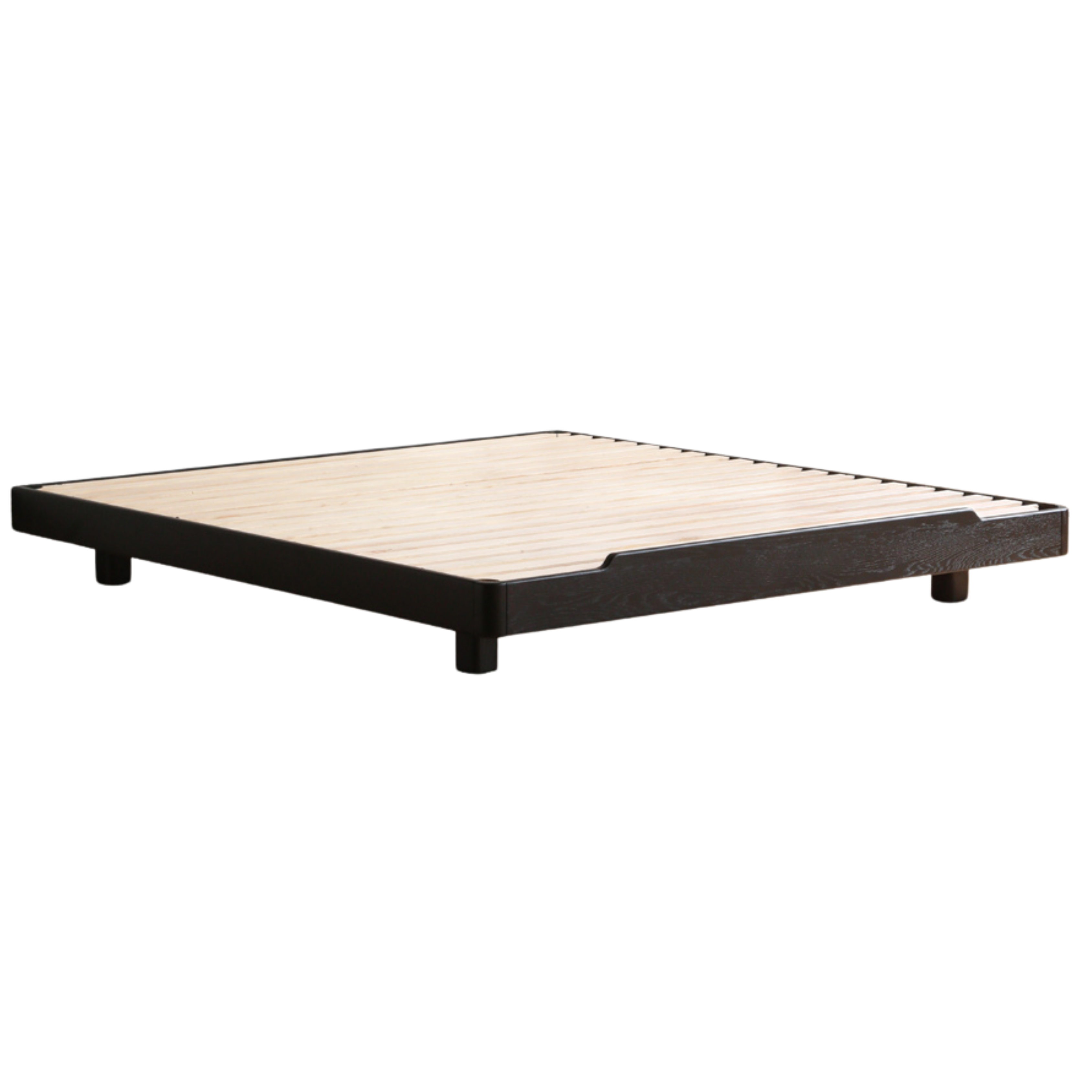 Oak solid wood Suspended platform bed, headboard-free bed Black with light