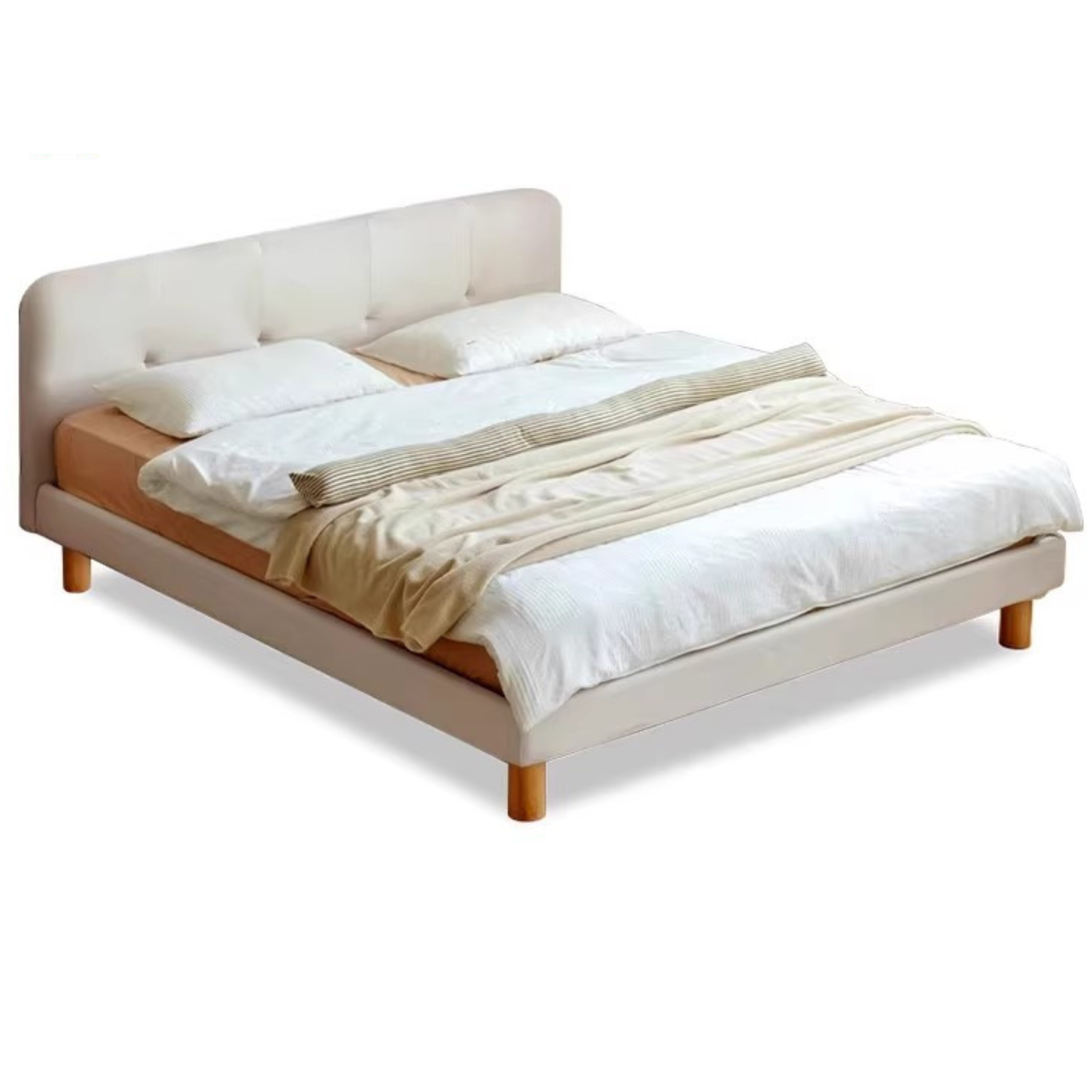 Fabric Nordic simple soft bed cream style