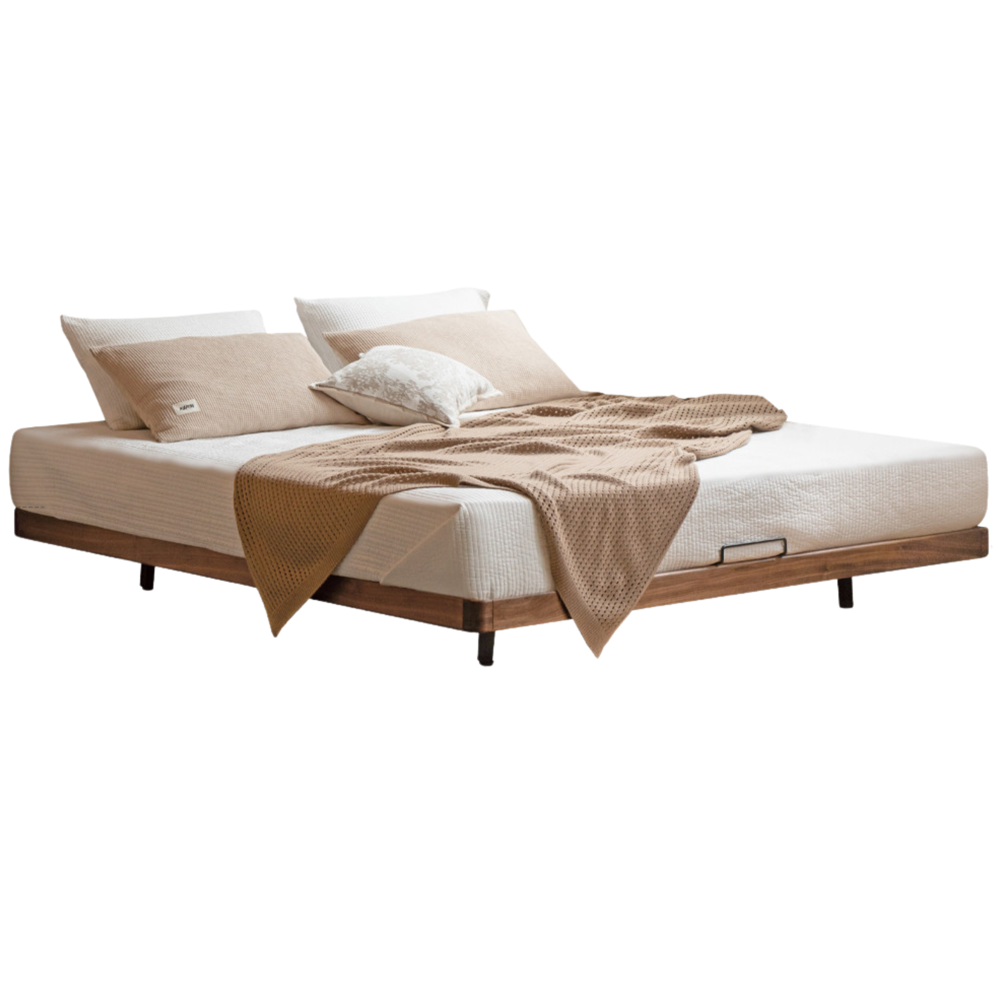 Black Walnut, Oak Solid Wood platform bed, headboard-free Suspended Bed