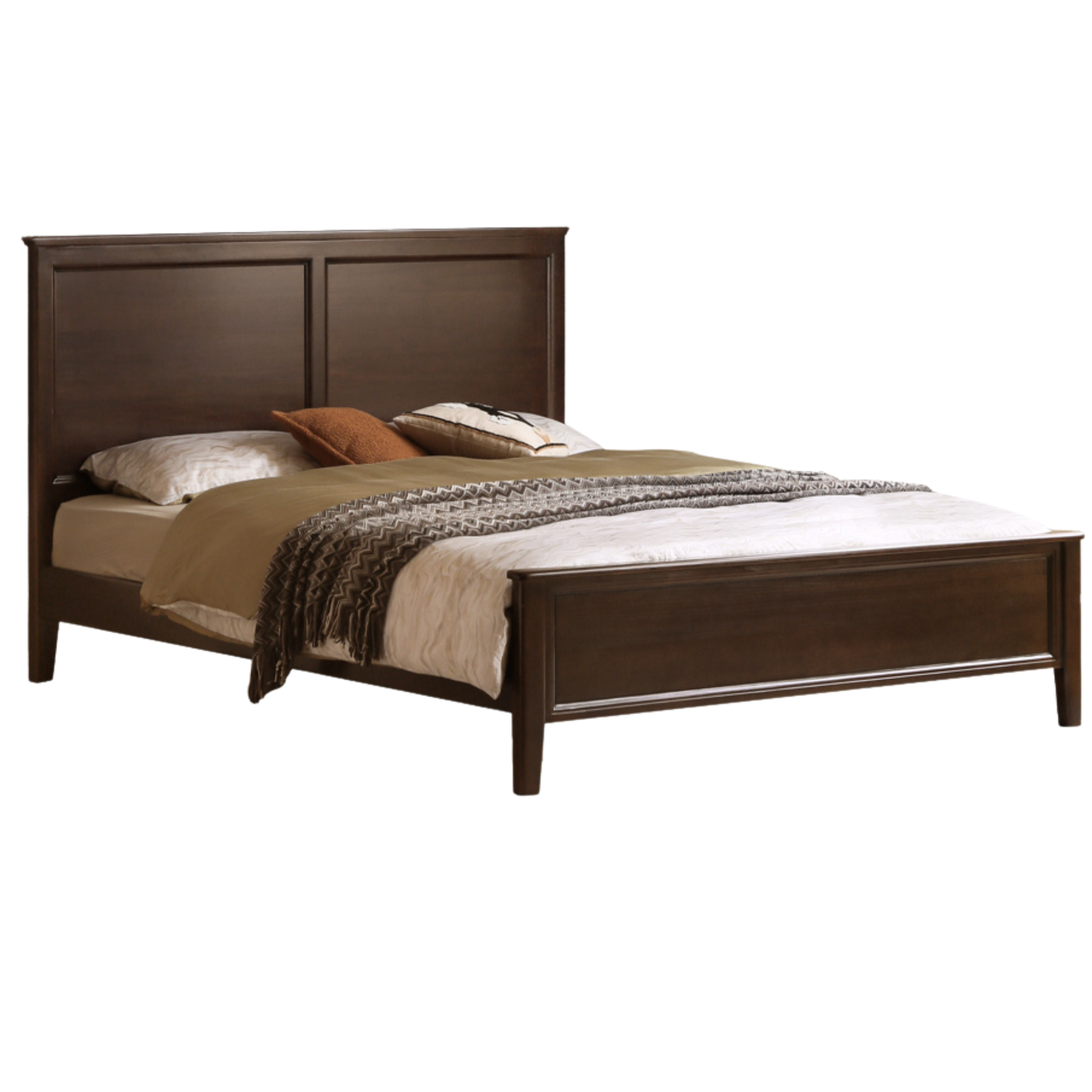 Poplar Solid Wood Bed Modern American Retro High Back Bed