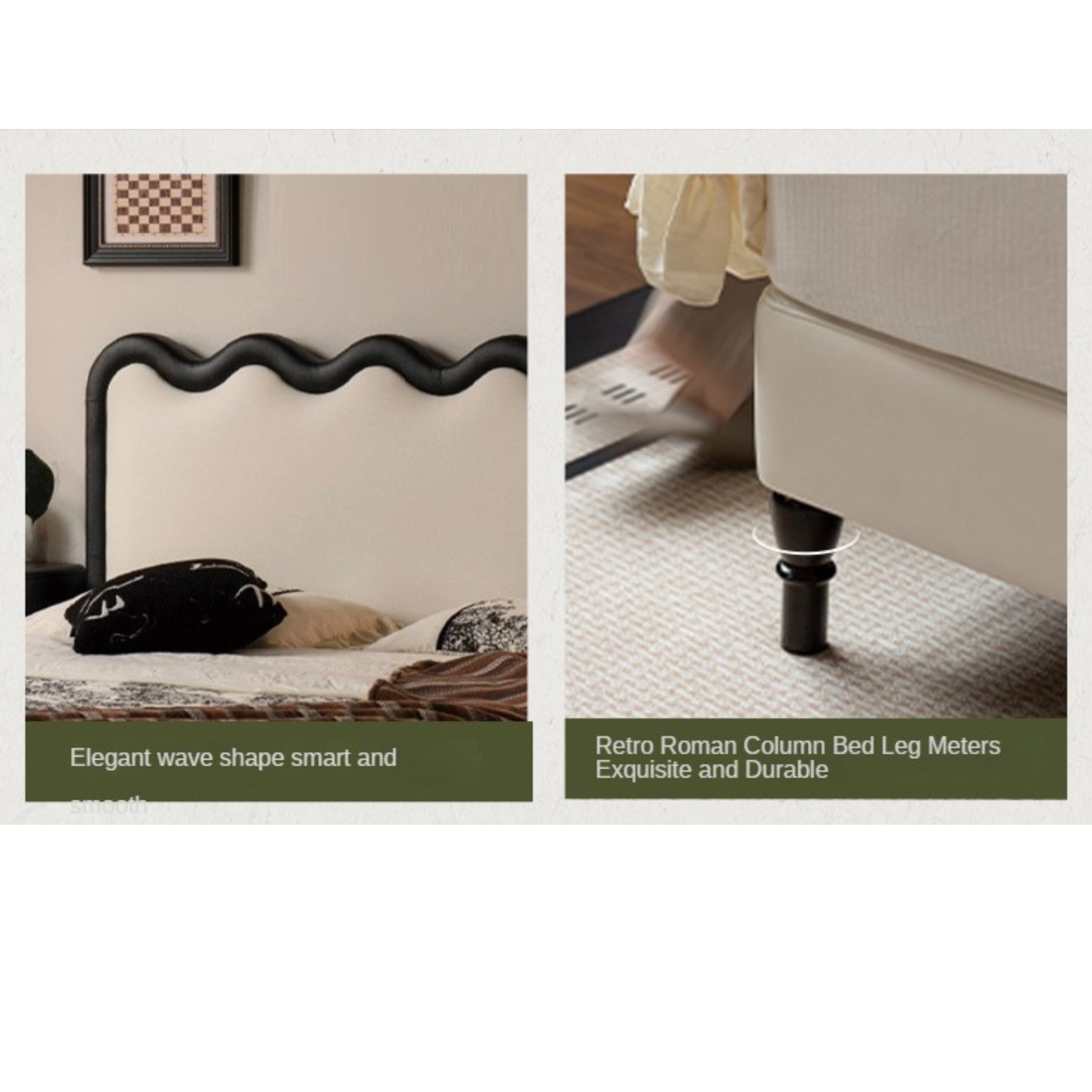 Eco Cloud Leather Soft Covered Wave Ripple Bed