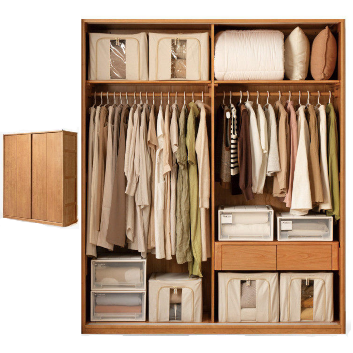 Cherry Wood Sliding Door Wardrobe