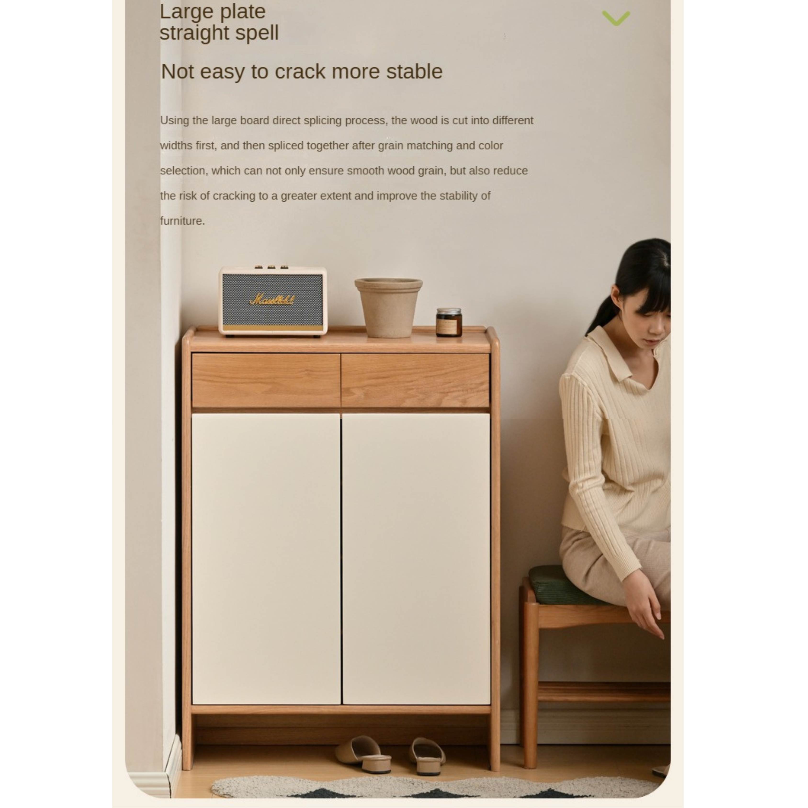 Beech Solid Wood Multi-Colored Shoe Cabinet