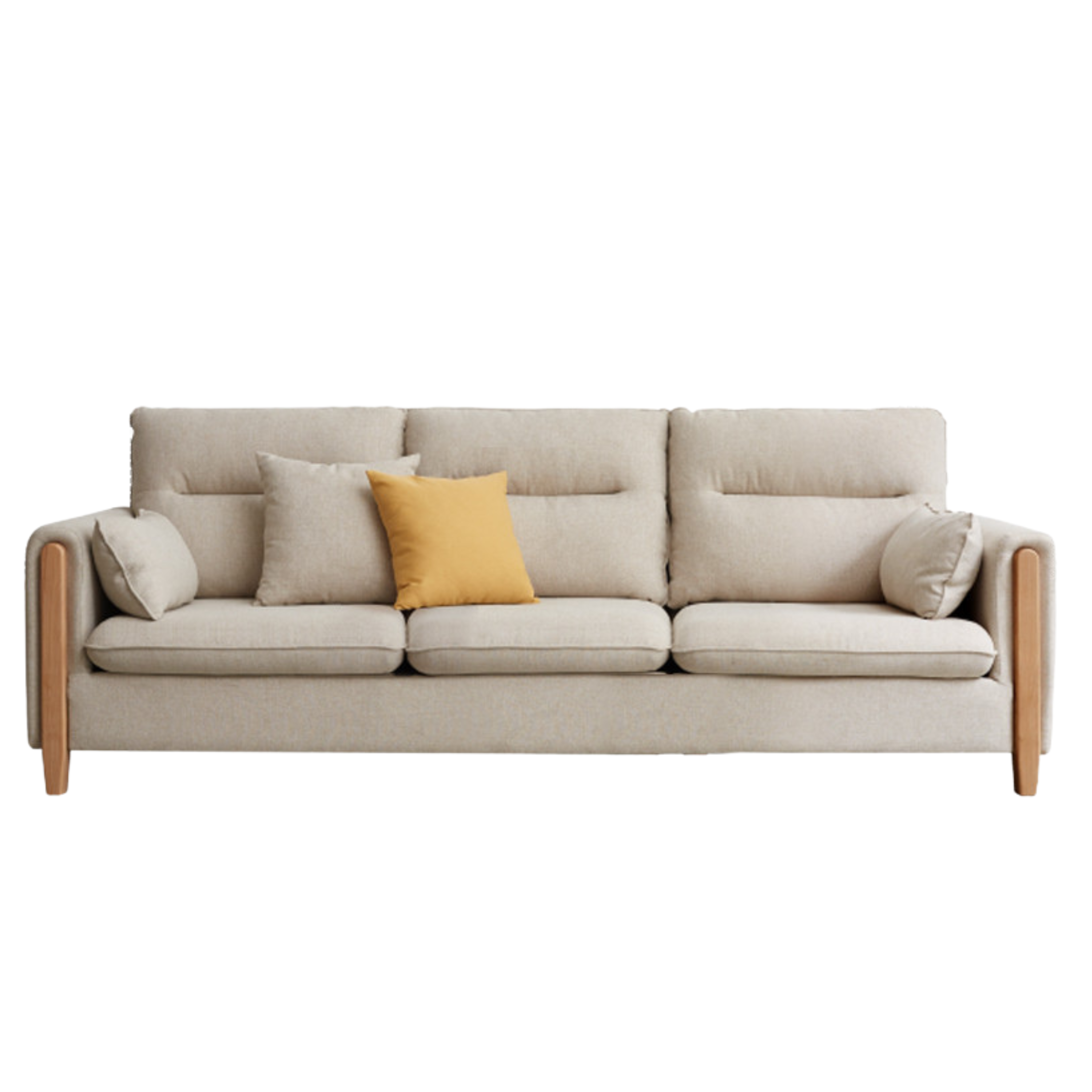 Oak Solid Wood Luxury Fabric Sofa.