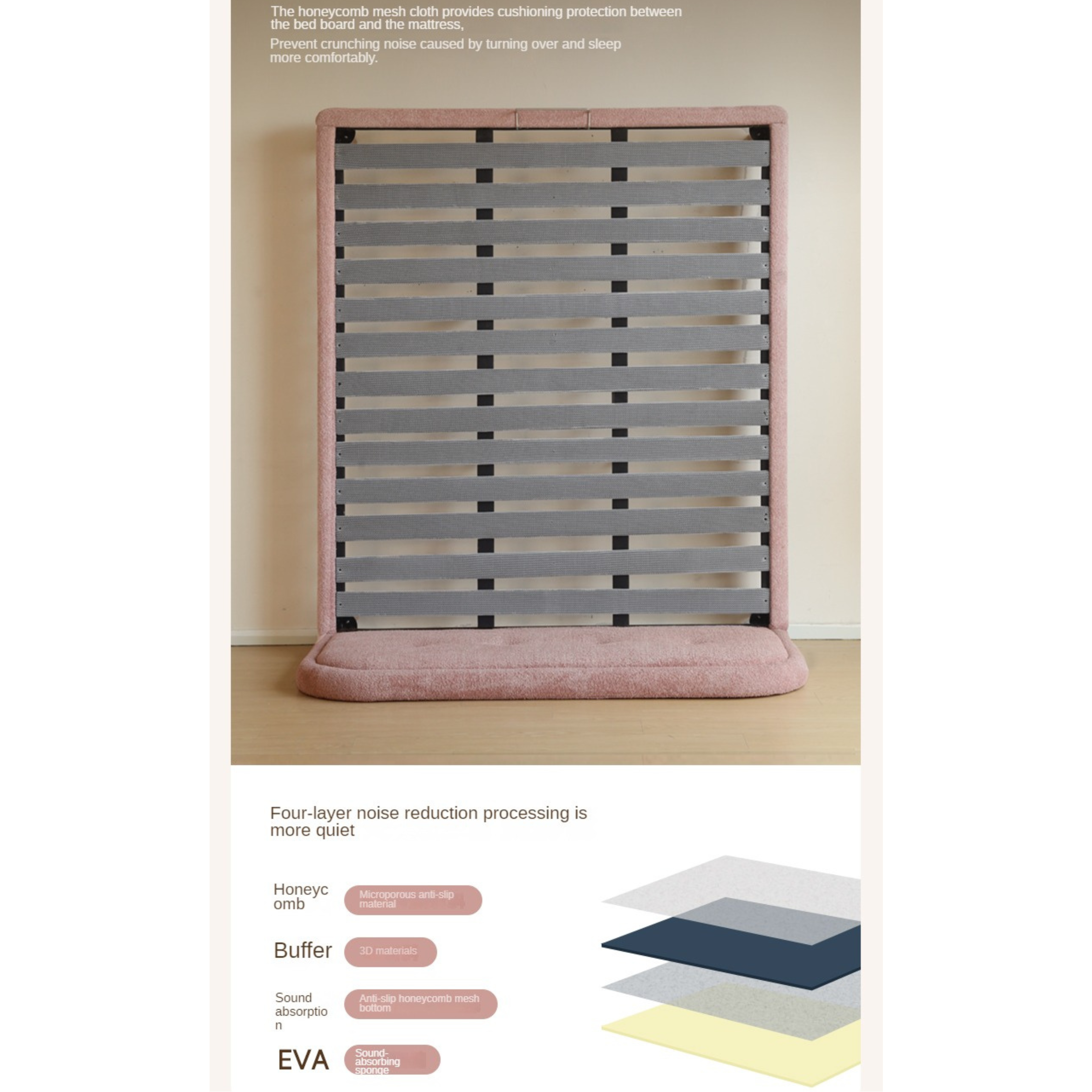 Fabric Pink Bed French Style