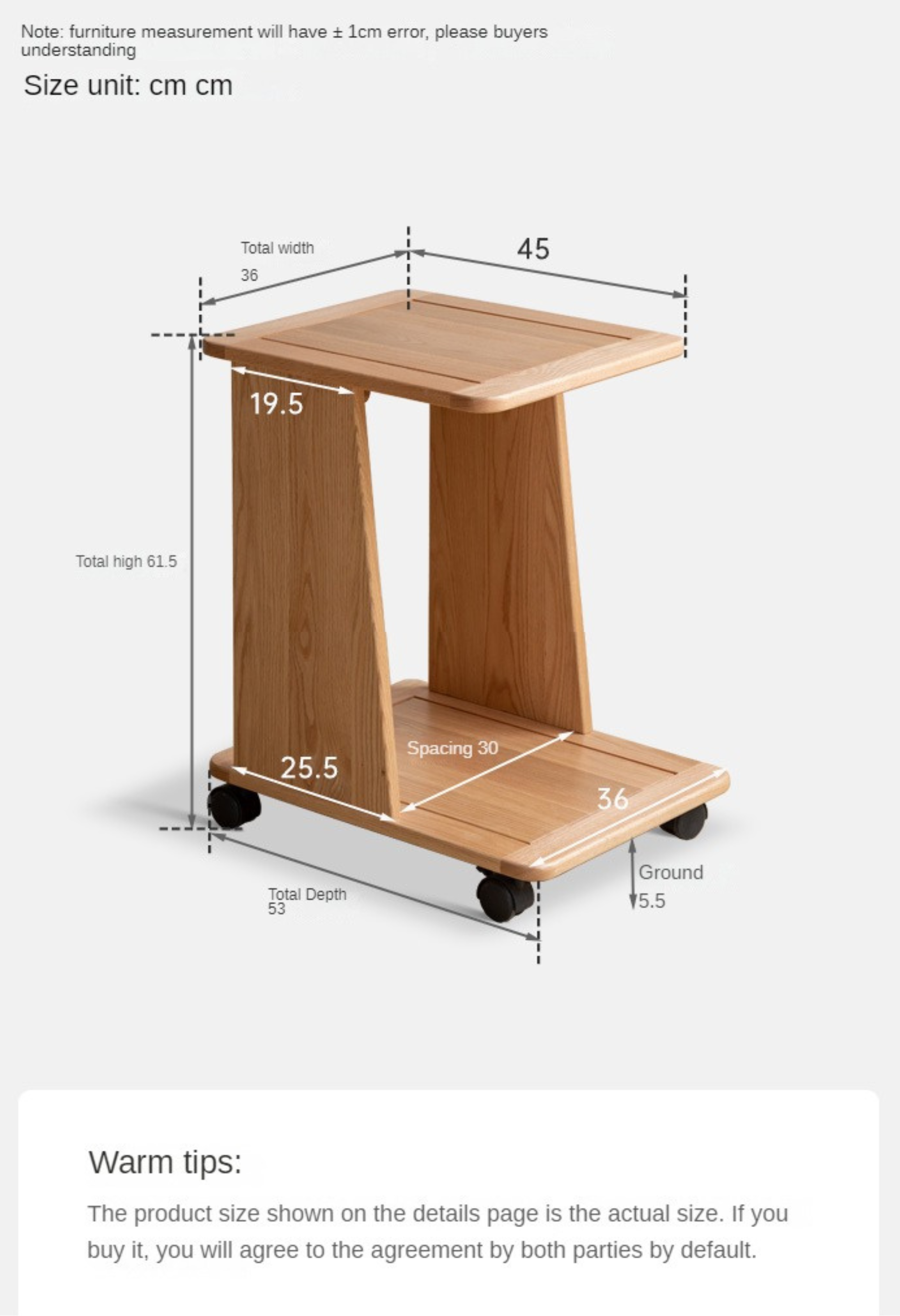 Oak Solid Wood Mobile Storage Rack