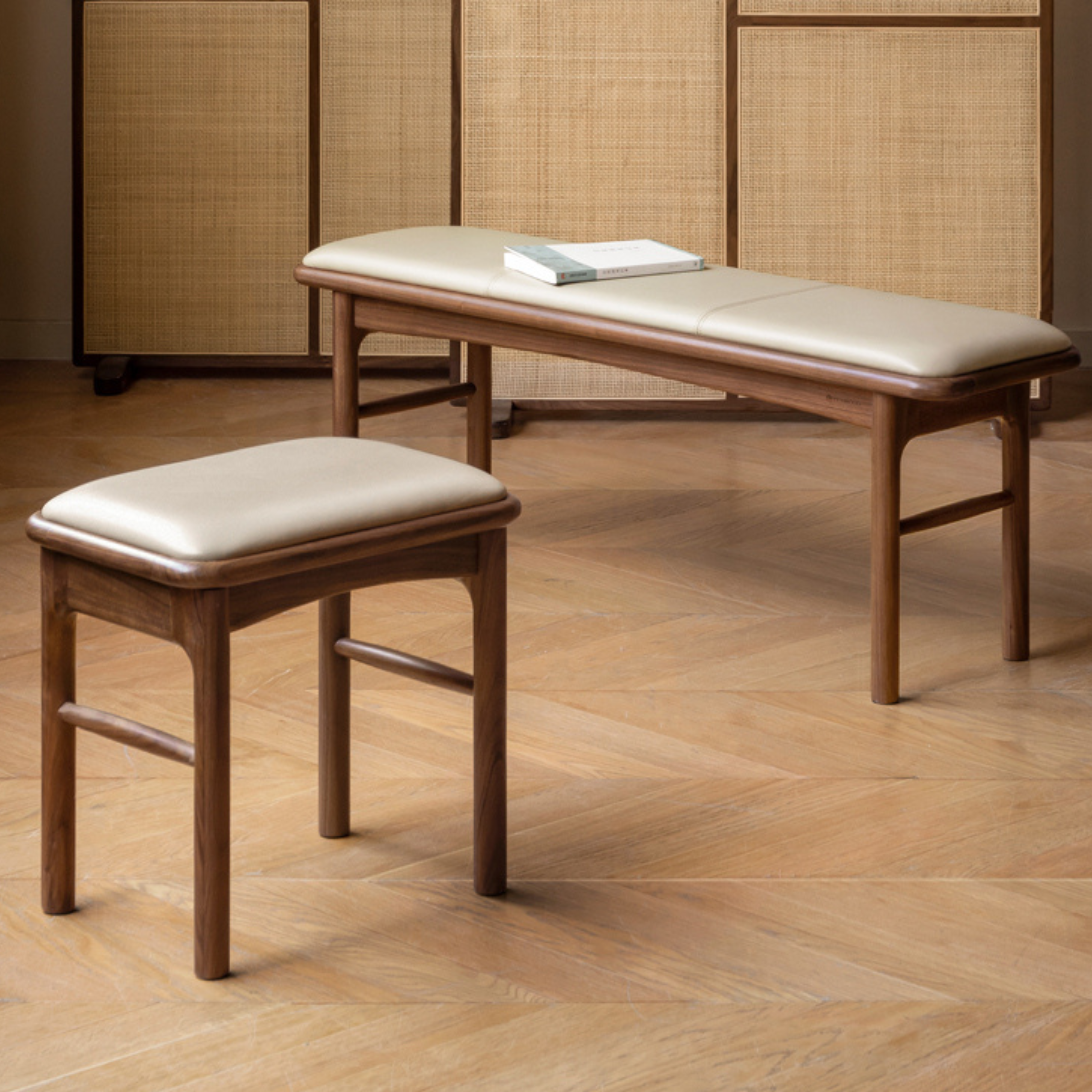 Black Walnut, Oak Solid Wood bench, Tea Stool
