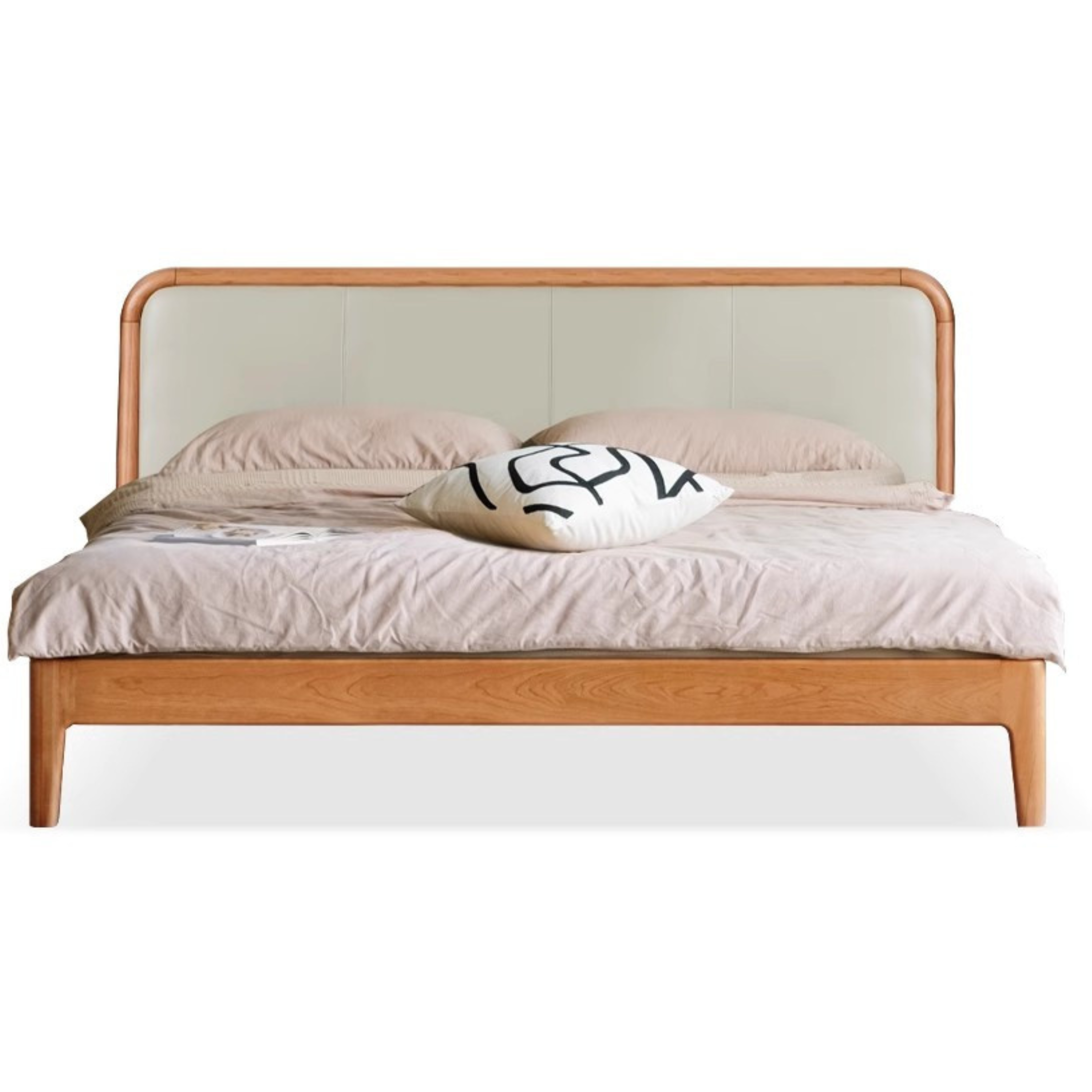 Black Walnut,Cherry Wood Cowhide Leather,Technical Cloth Bed