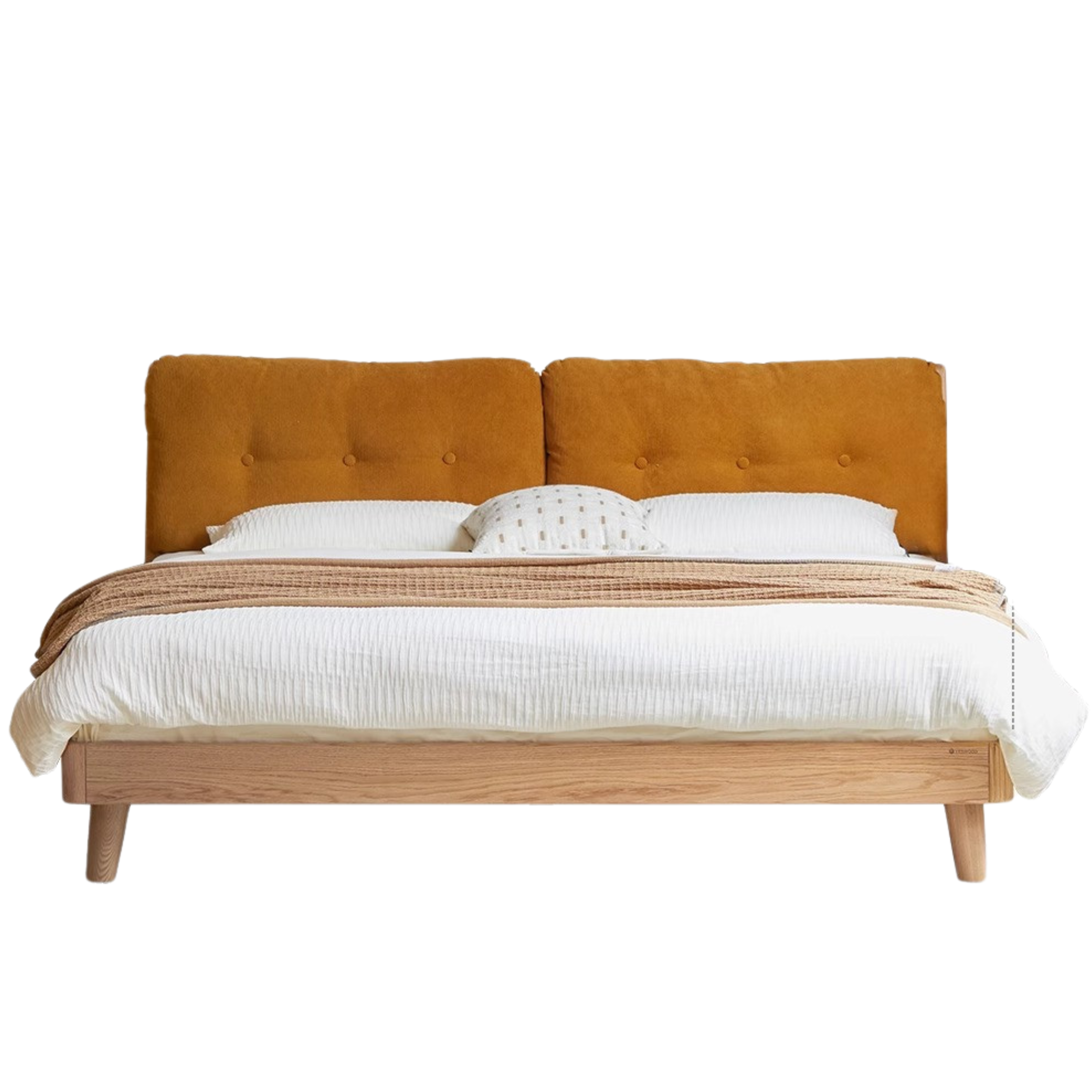 Oak Solid Wood Cream Style Soft Bed