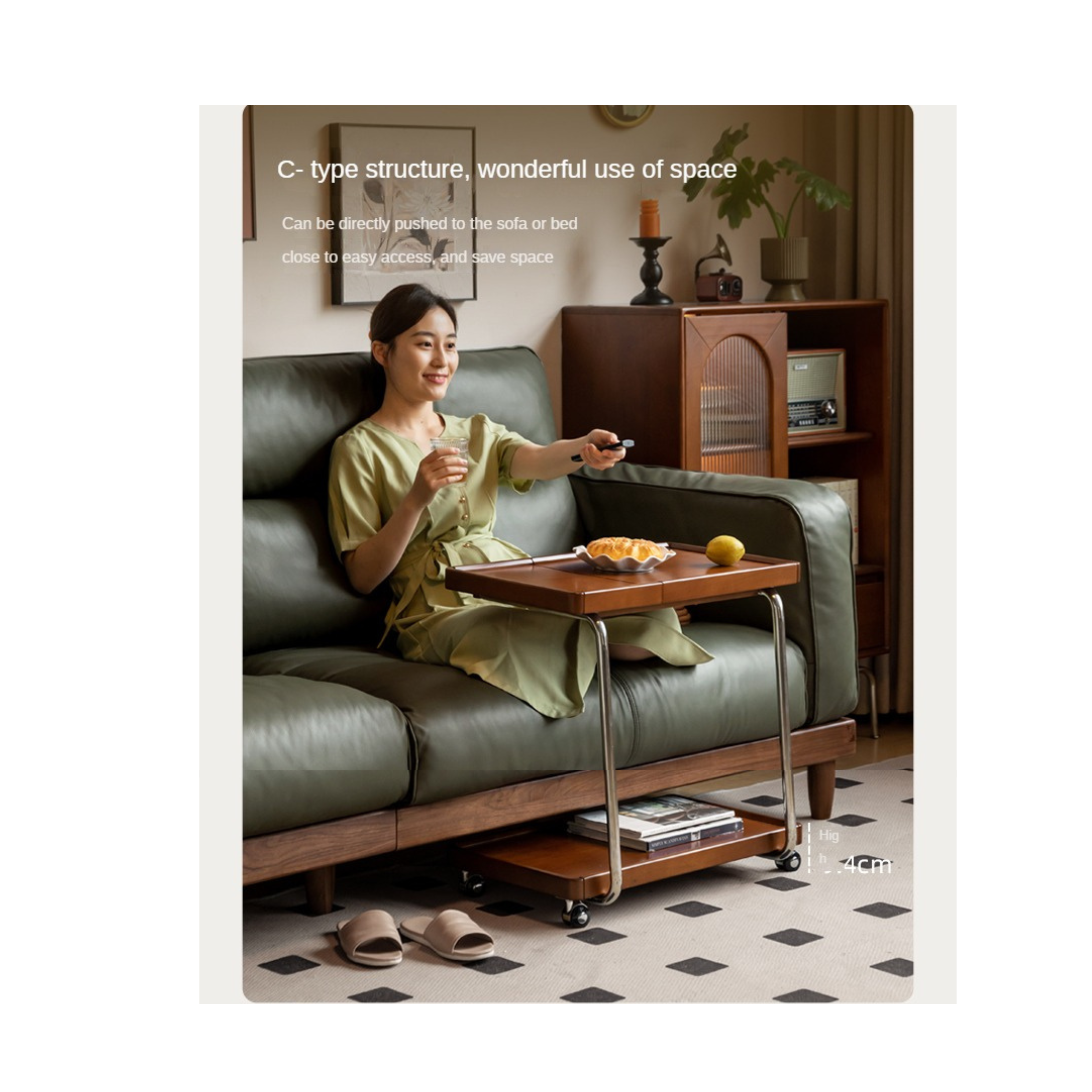 Poplar, Cherry, Black Walnut, Oak Solid Wood Mobile Side Table