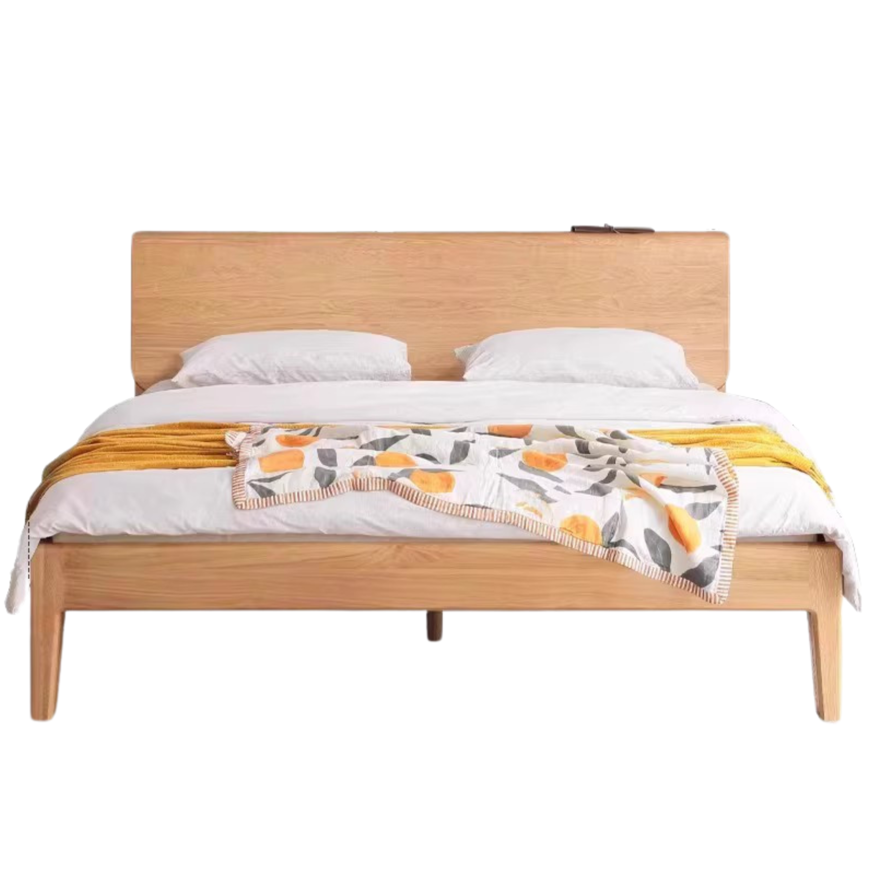 Oak Solid Wood Bed Nordic Modern