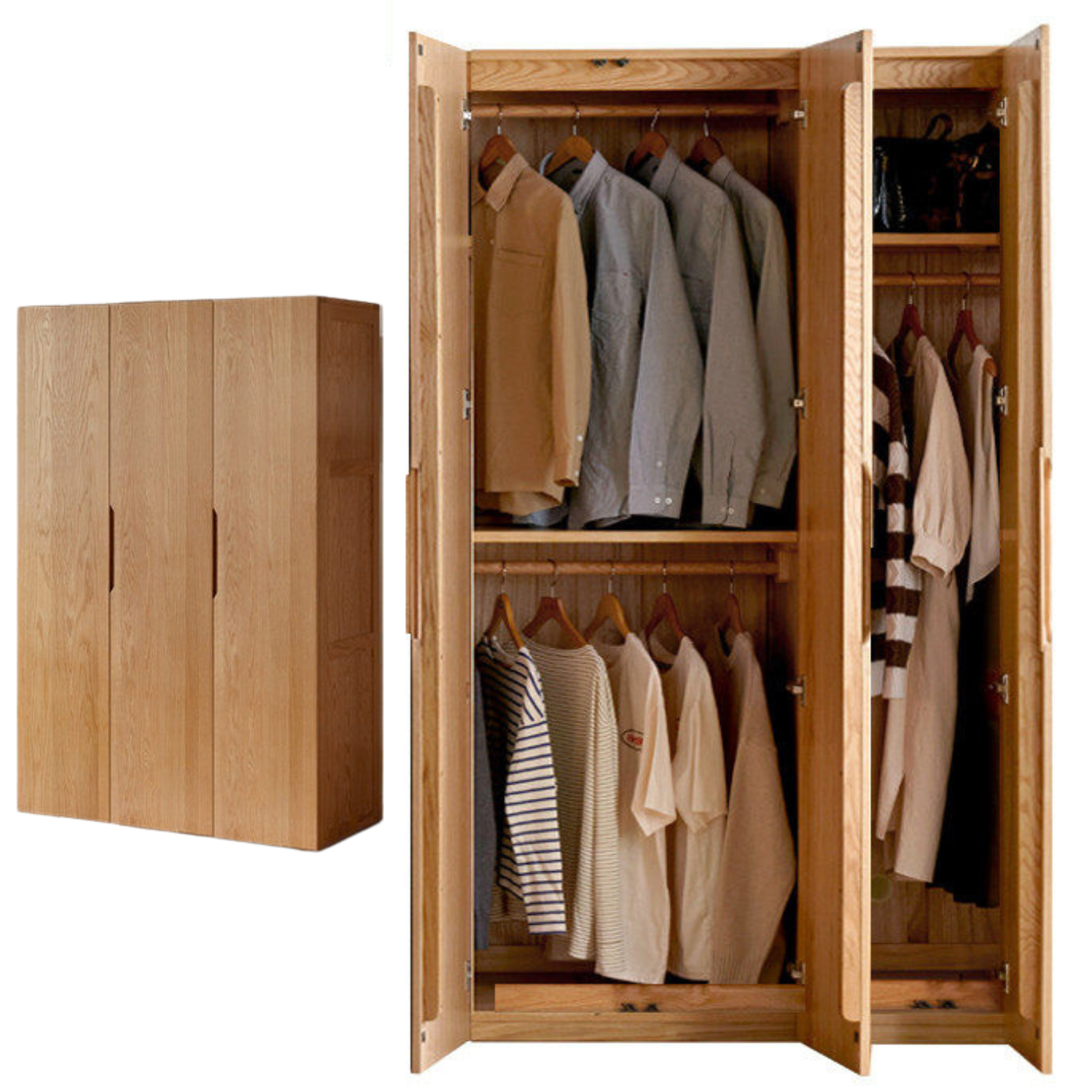 Oak Solid Wood Nordic Wardrobe.