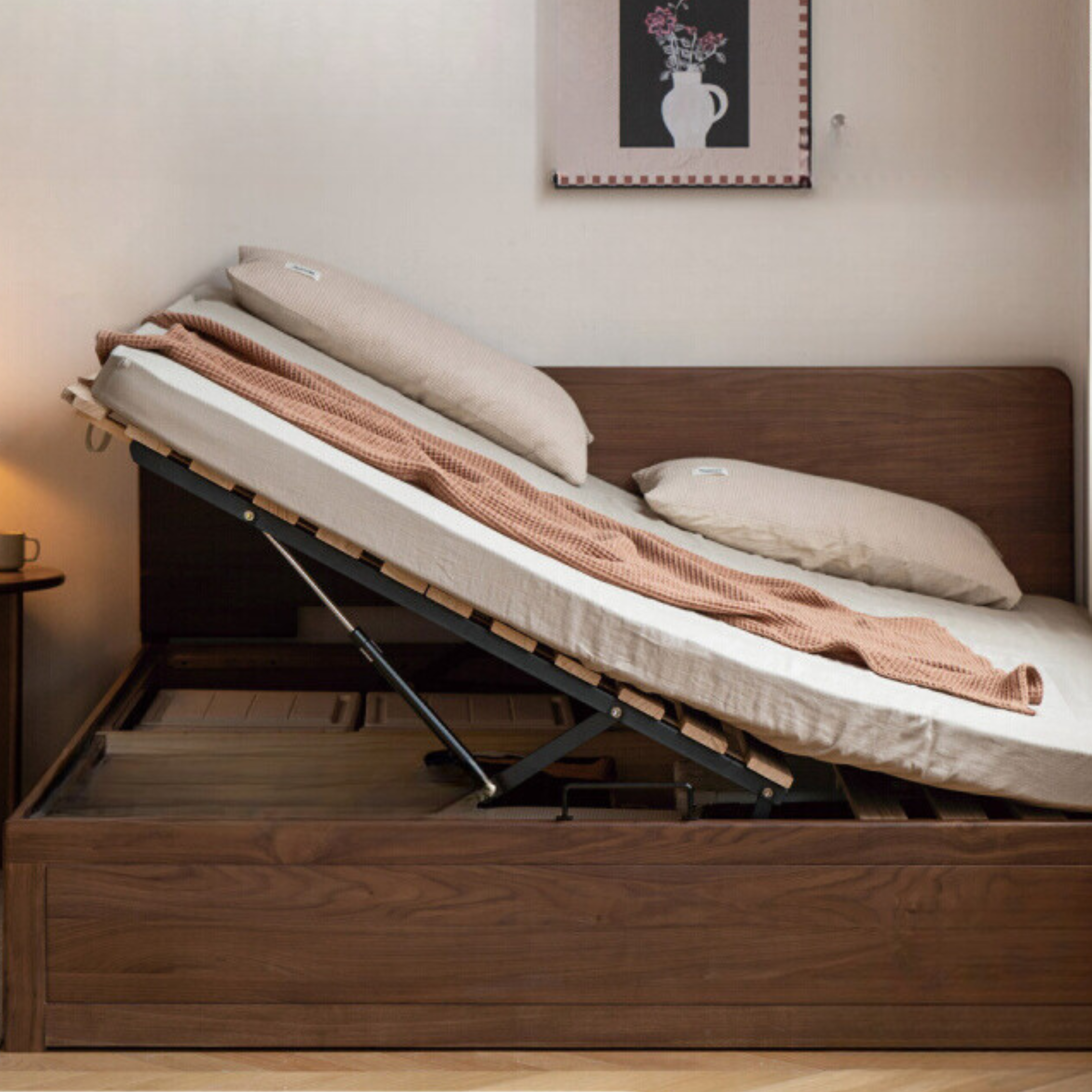 North American black walnut solid wood light luxury box bed