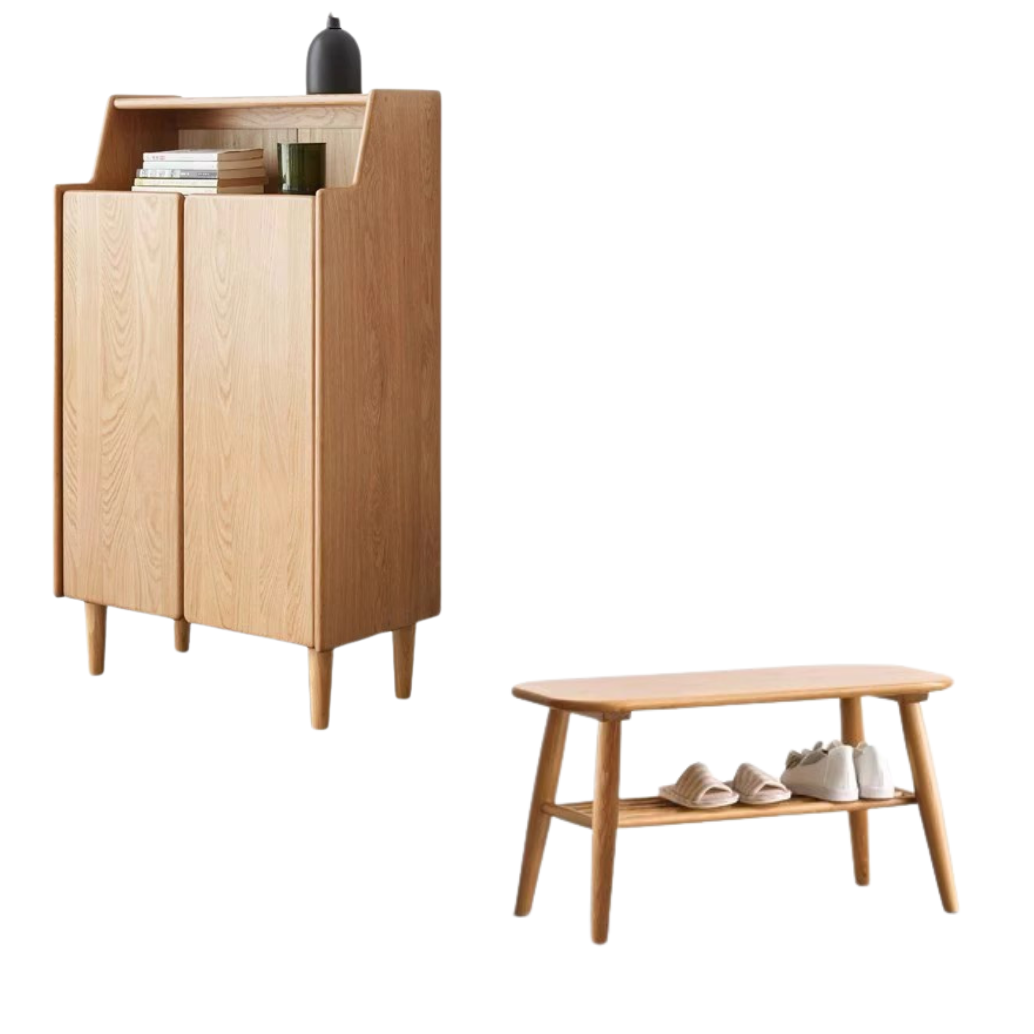 Oak Solid Wood Shoe Cabinet