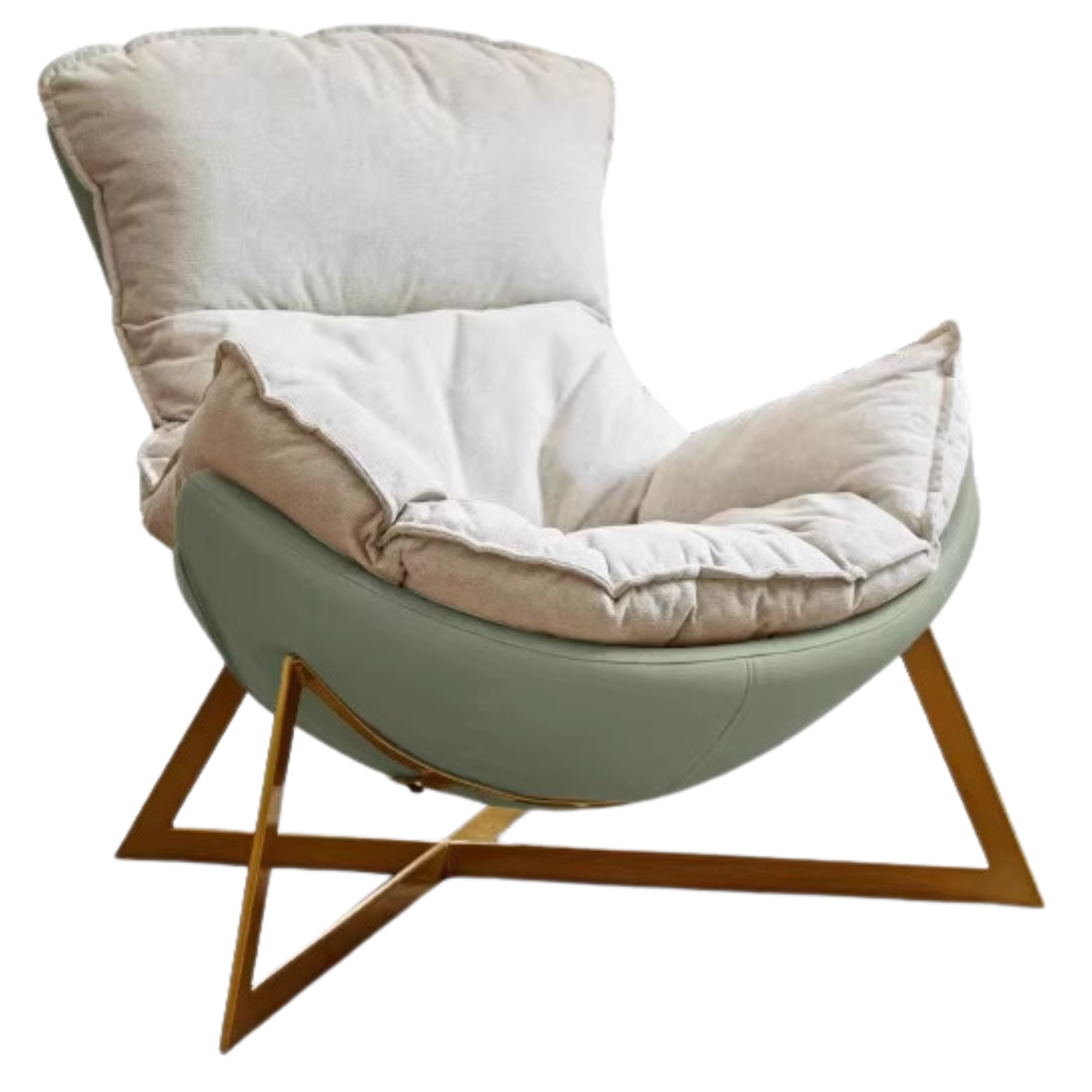 Leather Technology Cloth Lounge Eggshell Armchair
