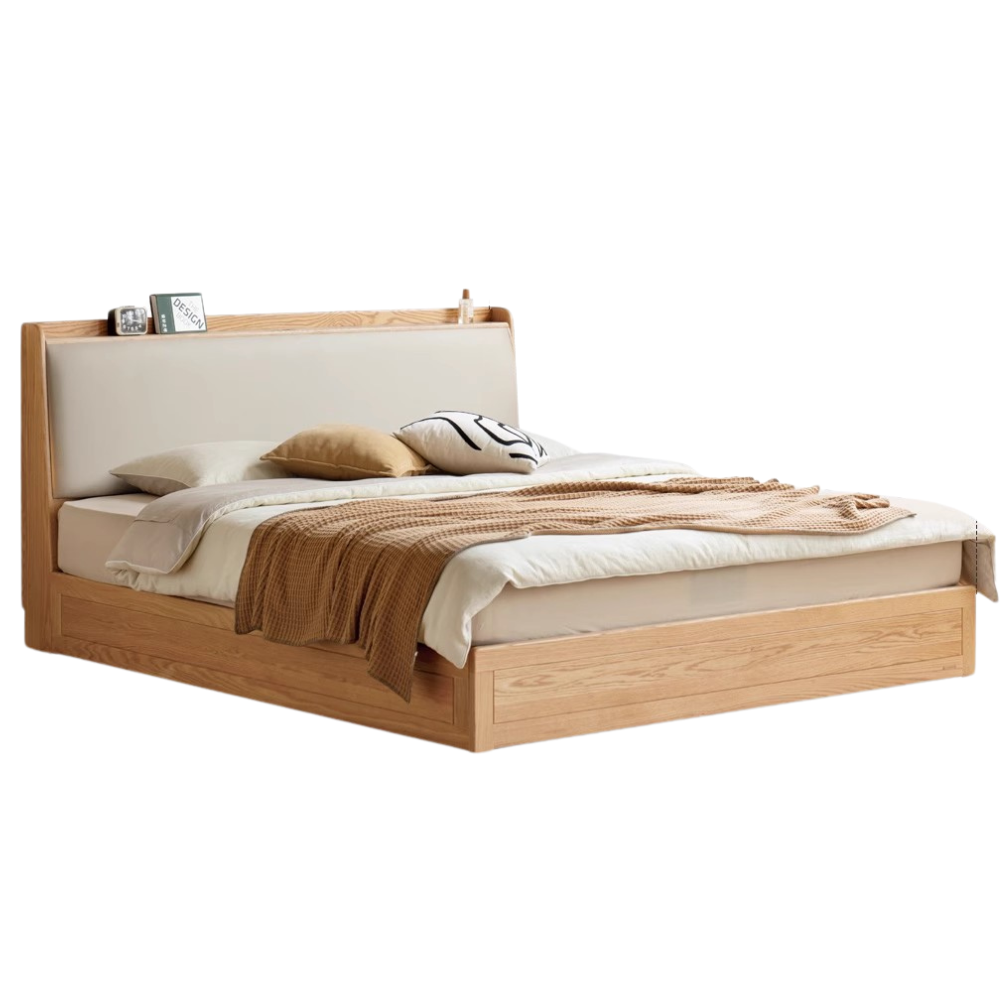 Oak Solid Wood Box Bed Storage Bed Technology Loth, Fabric