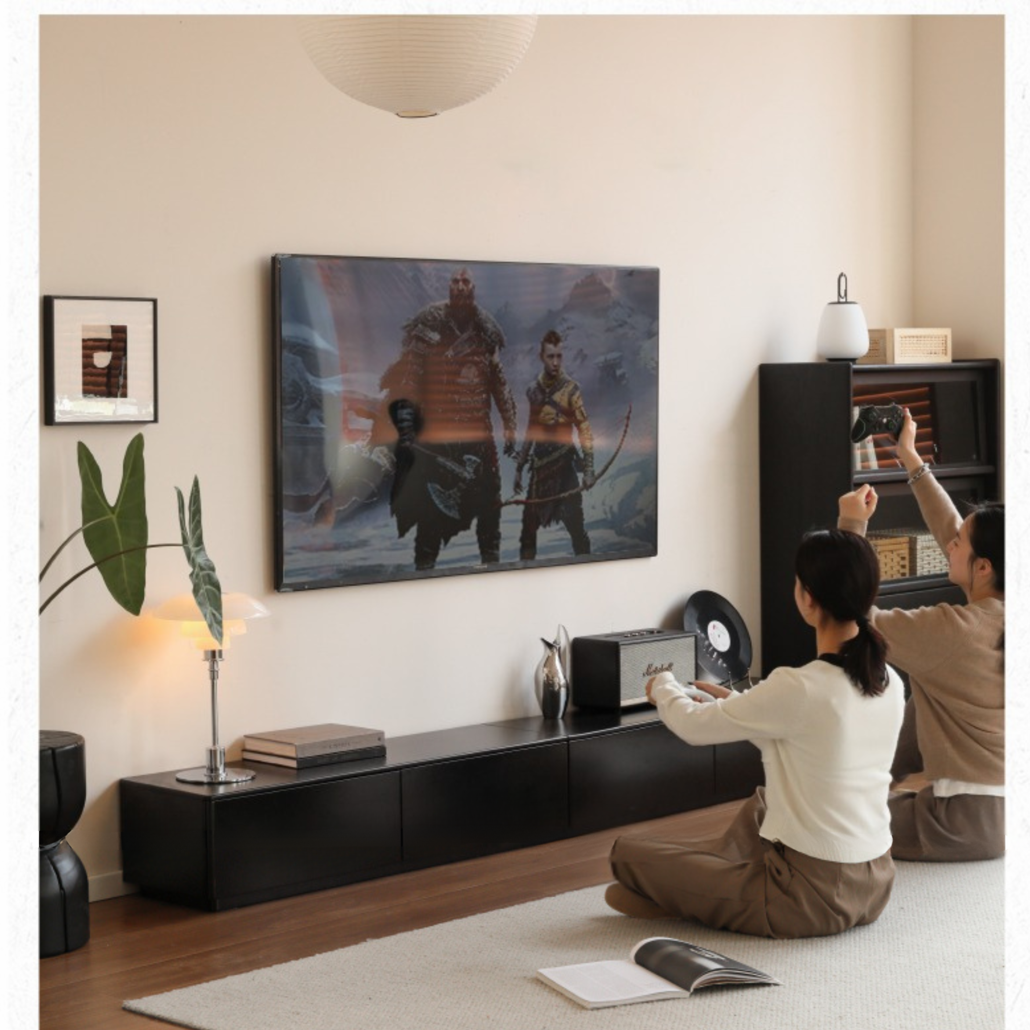 Poplar Solid Wood Floor Storage TV Cabinet.