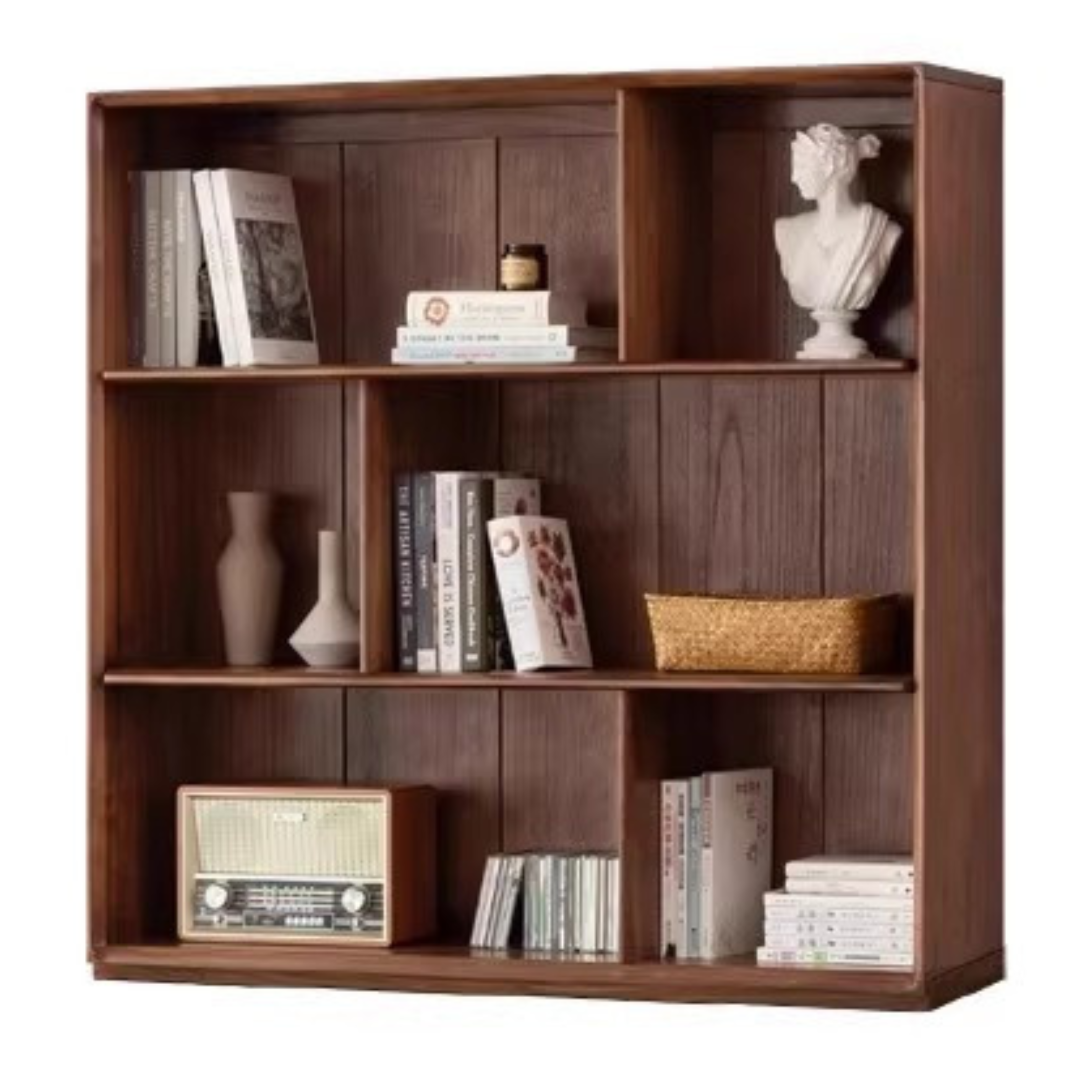 Black Walnut Solid Wood Floor-standing Low Bookcase Combination Bookshelf