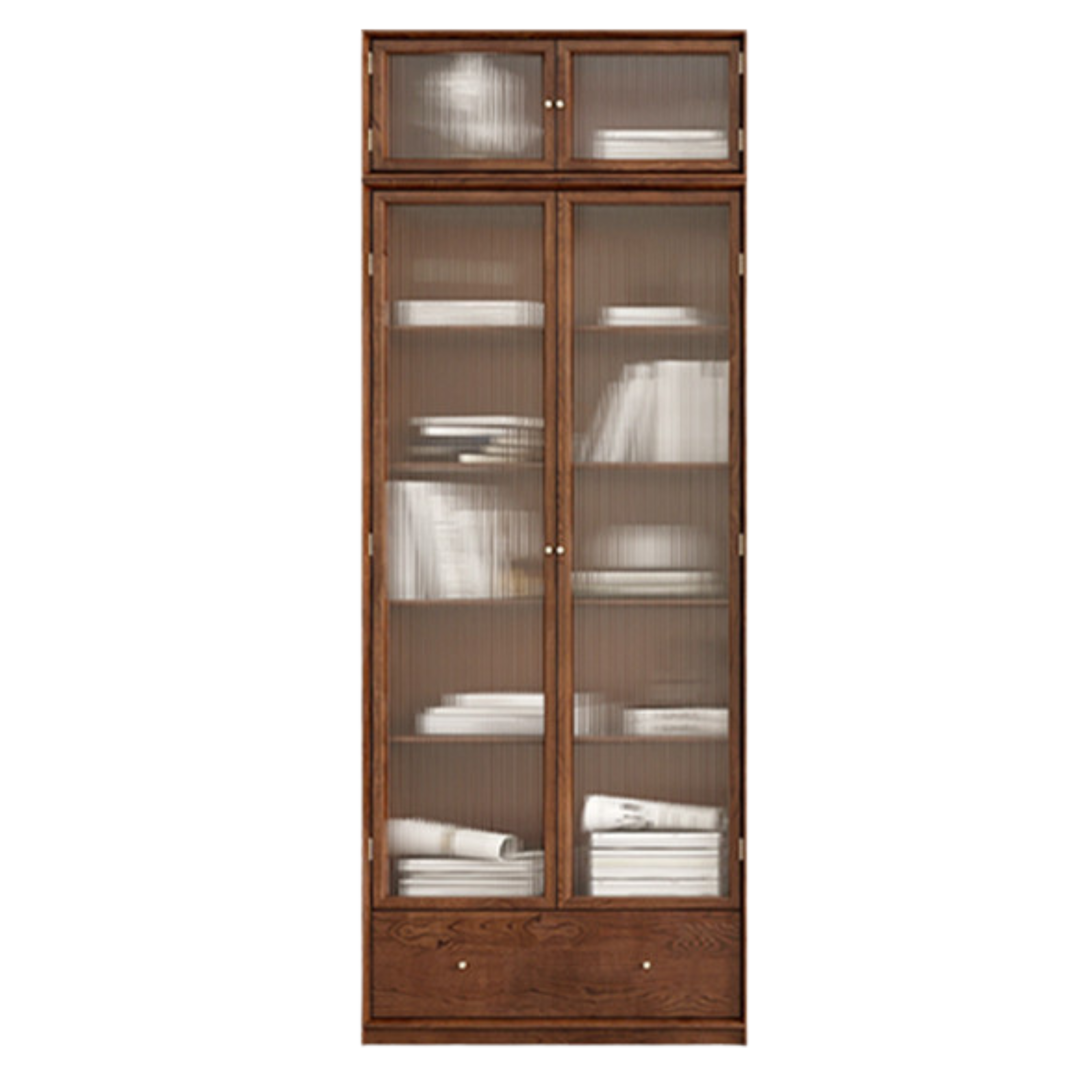 Oak Solid Wood Dust-Proof Glass Door Wall Floor-To-Ceiling Bookshelf