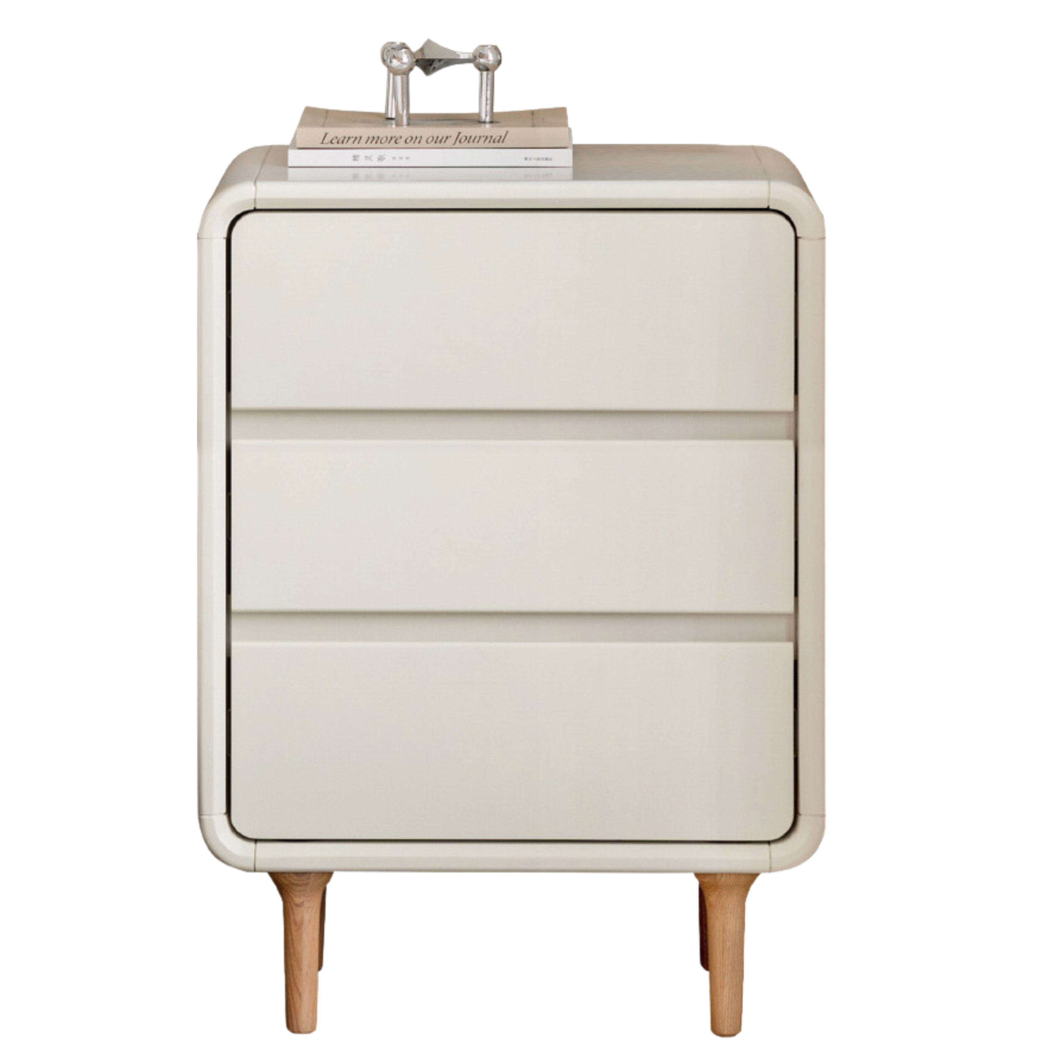 Solid Rubberwood Creamy Candy Style Nightstand.