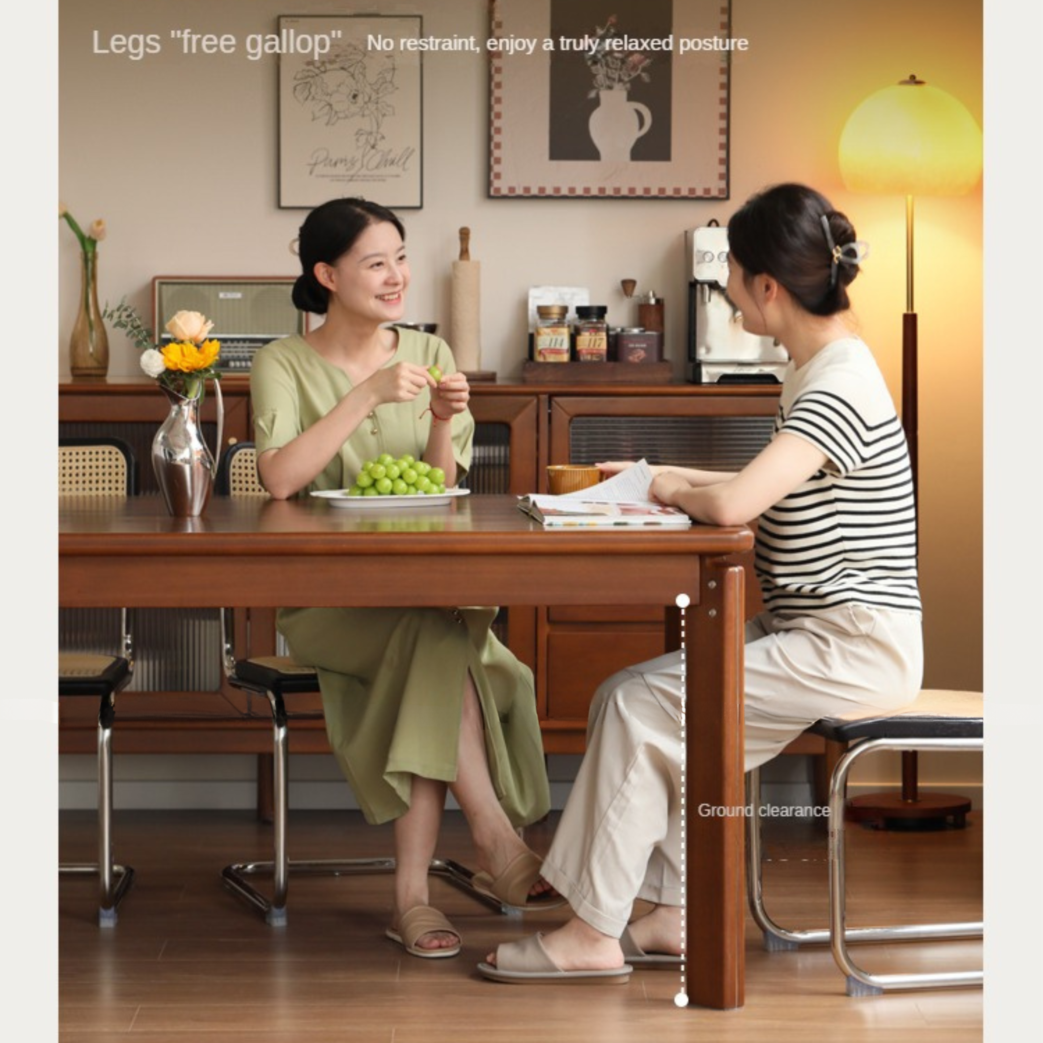 Poplar Solid Wood Retro Large Board Dining Table