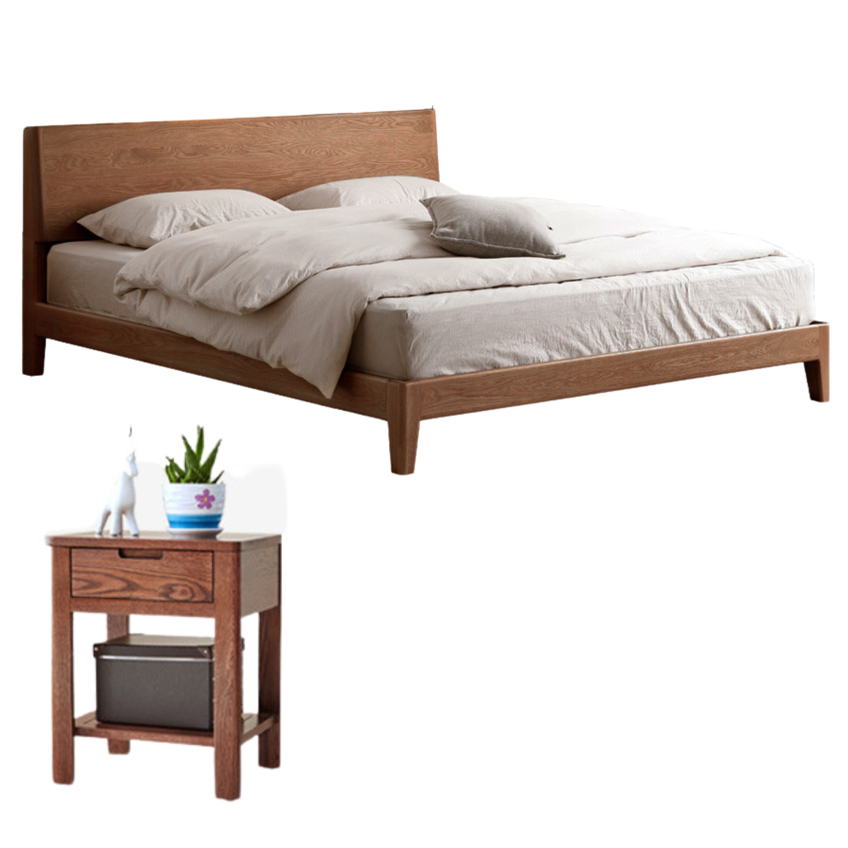 Oak Solid Wood with LED Light Bed