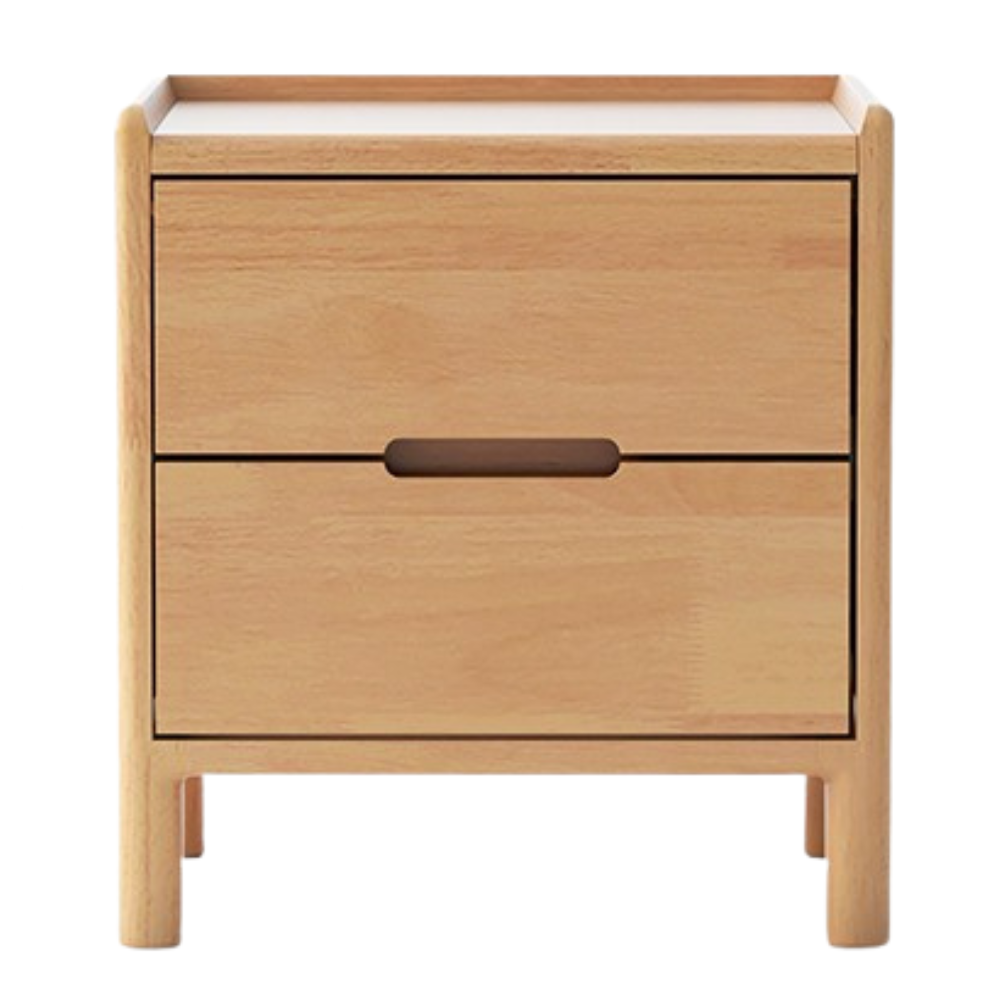 Oak Solid Wood, Solid Rubberwood Nordic Modern Nightstand.