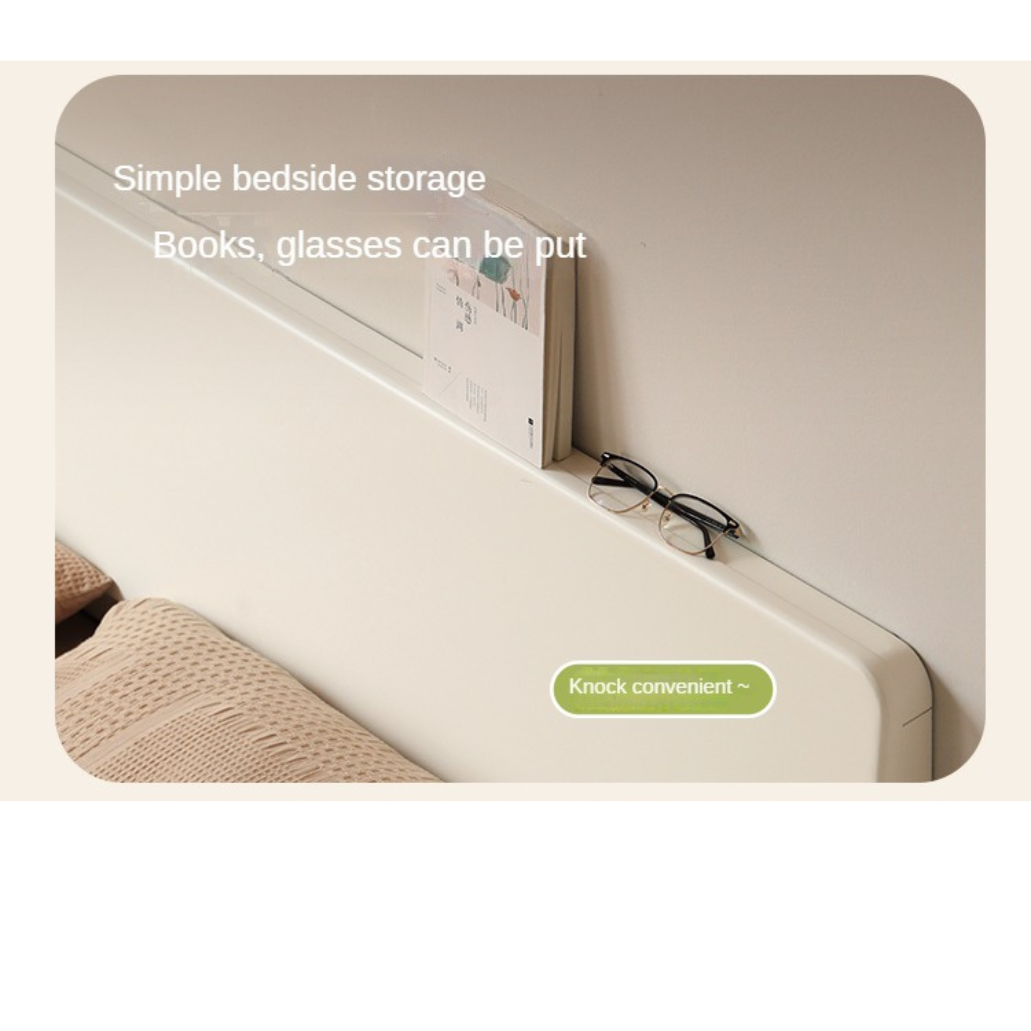 Poplar, Rubberwood Solid Wood Bed Modern Simple Cream Style