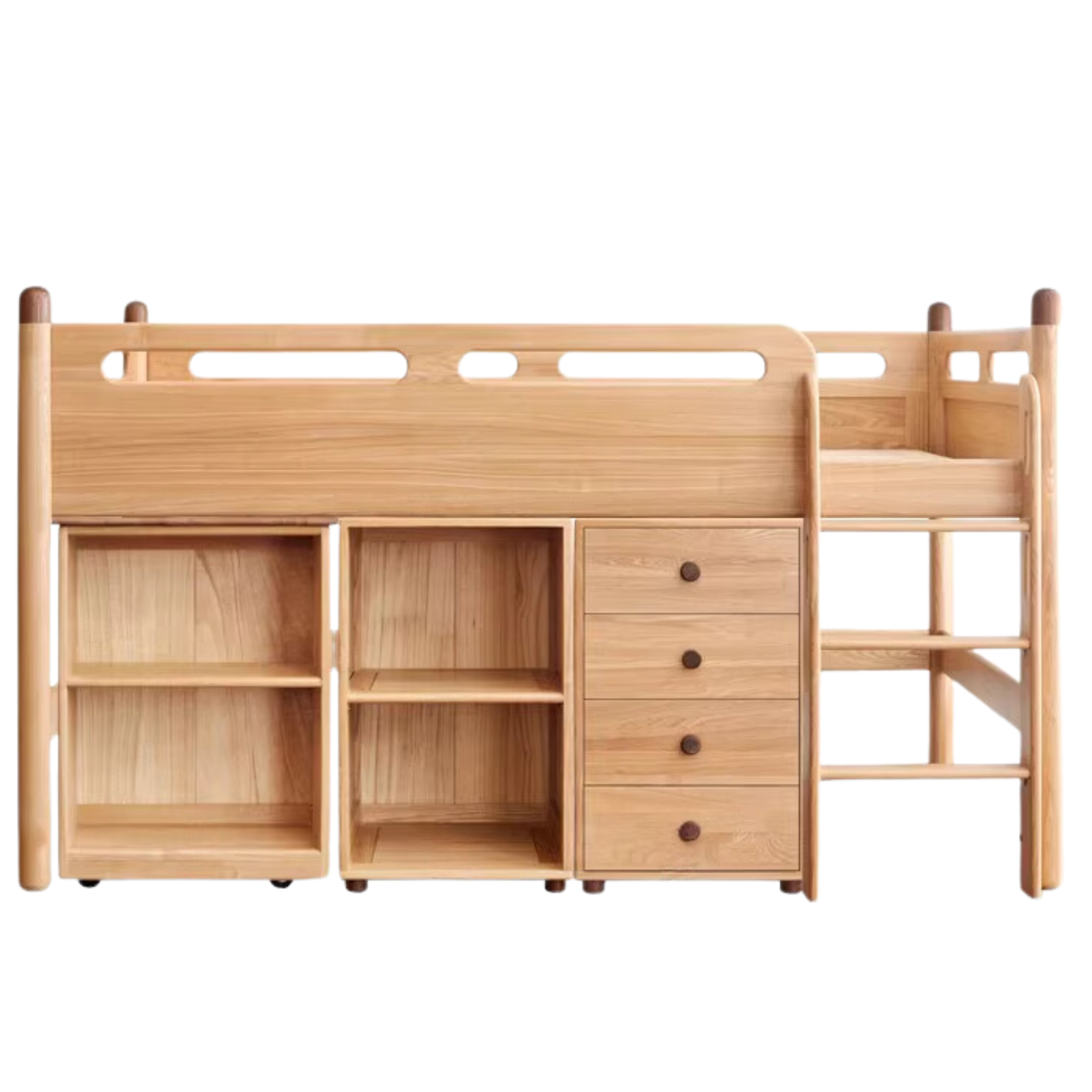 Beech solid wood Mid-high bed with slanting ladder<