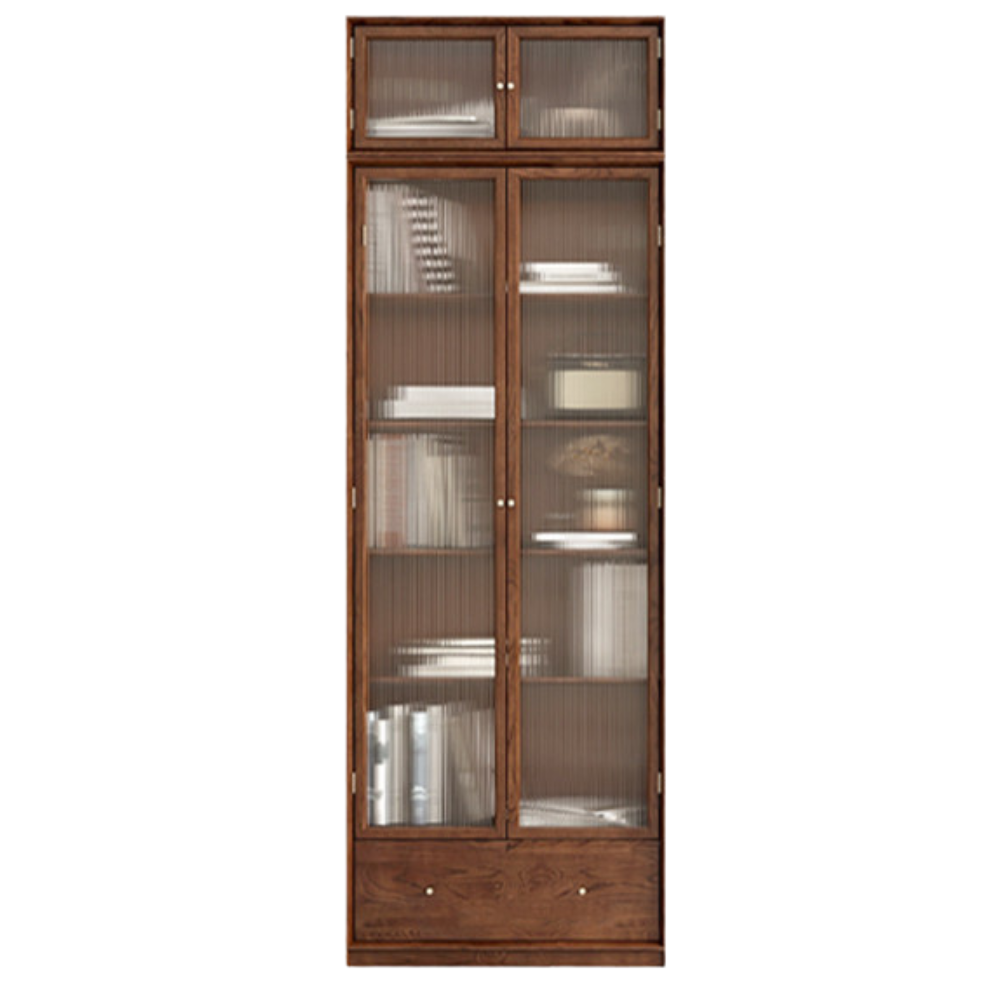 Oak Solid Wood Dust-Proof Glass Door Wall Floor-To-Ceiling Bookshelf