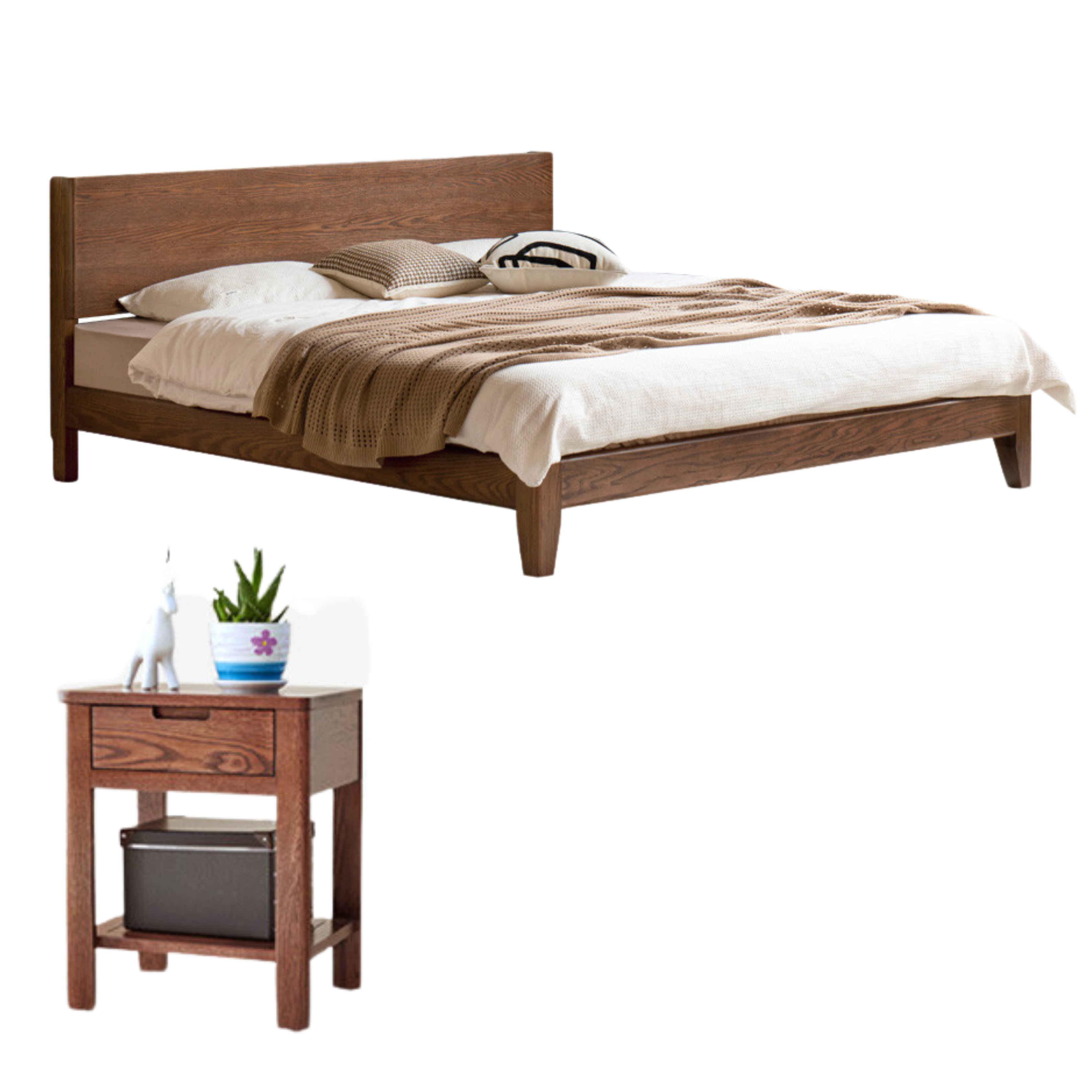 Oak Solid Wood with LED Light Bed