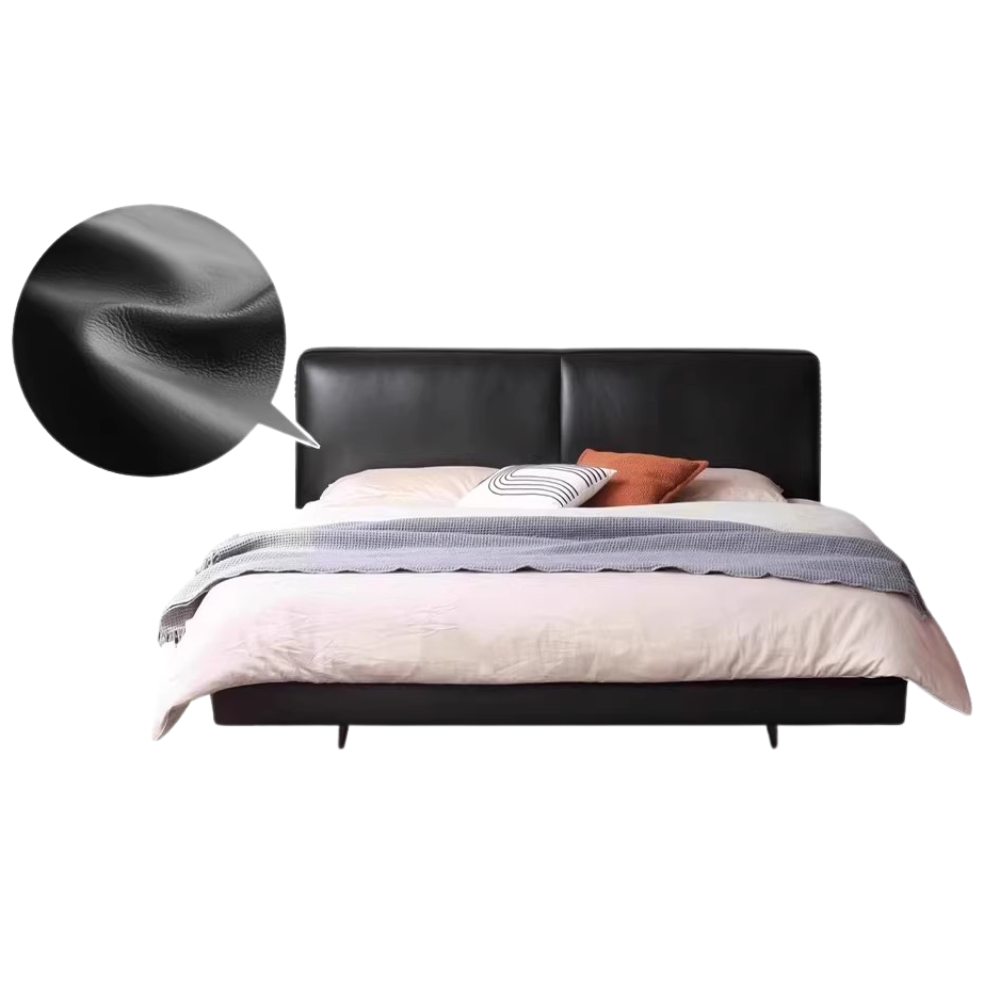 Genuine Leather Bed Italian Light Luxury Head Layer Cowhide