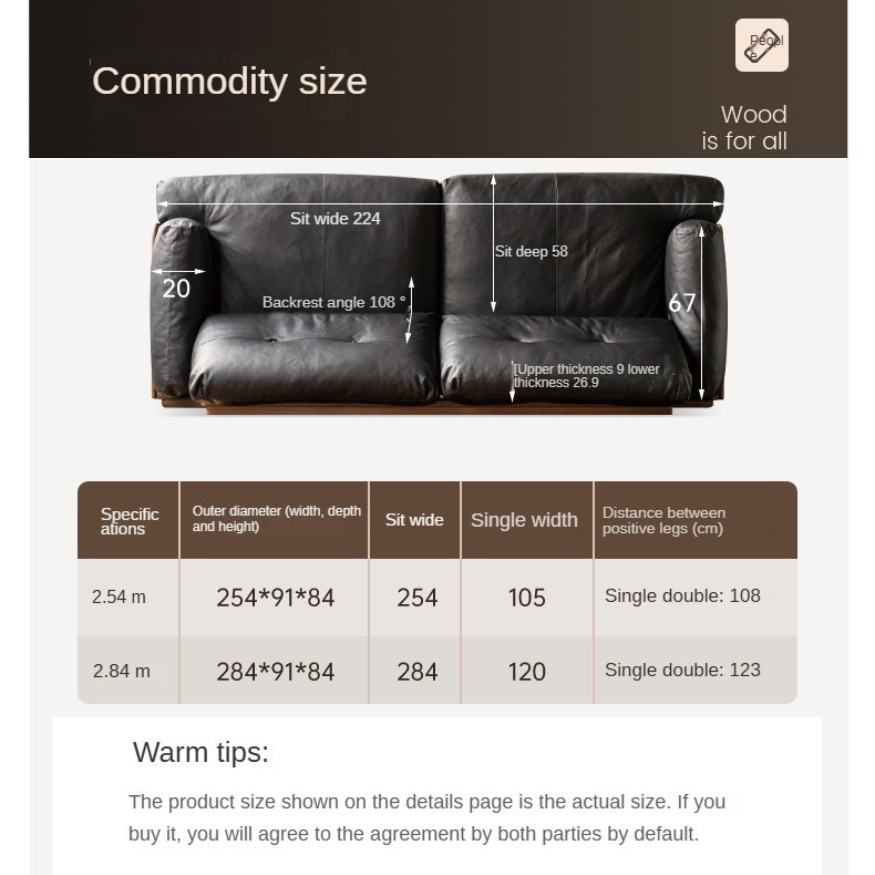 Black Walnut Solid Wood Genuine Leather, Fabric Sofa