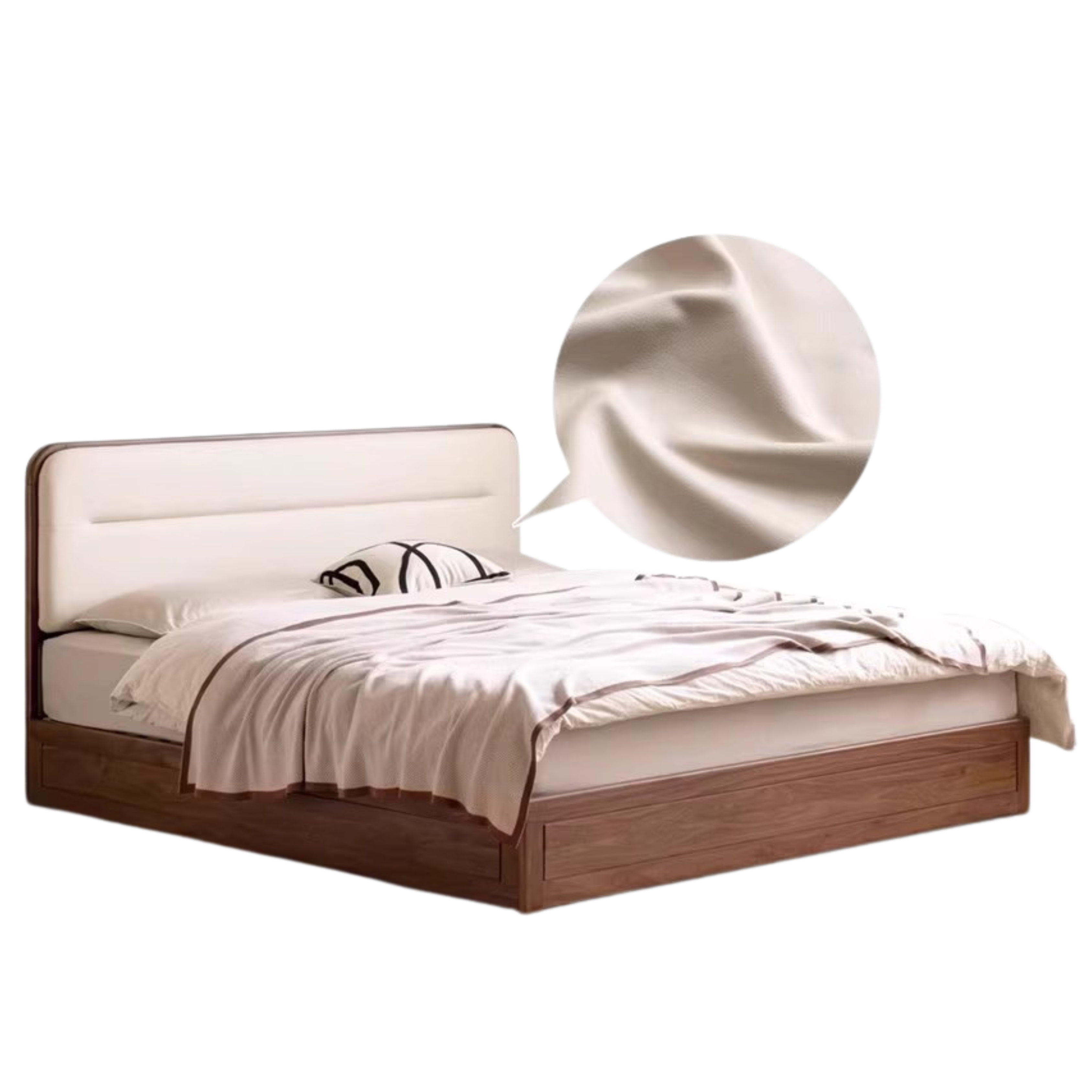 Black walnut solid wood storage box bed technology cloth soft back