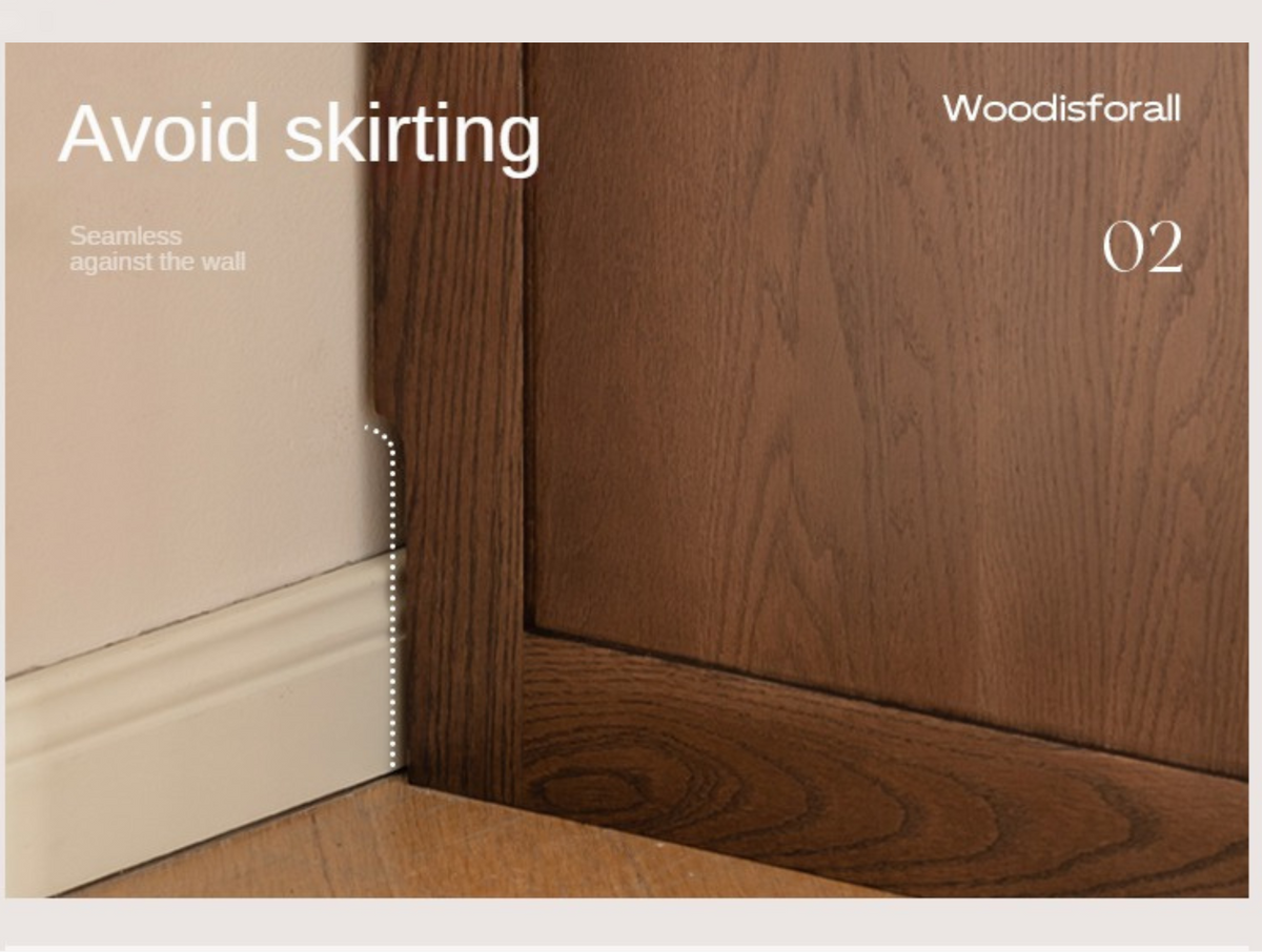 Oak, Rubberwood Solid Wood Sliding Door Wardrobe with Recessed Groove Handles