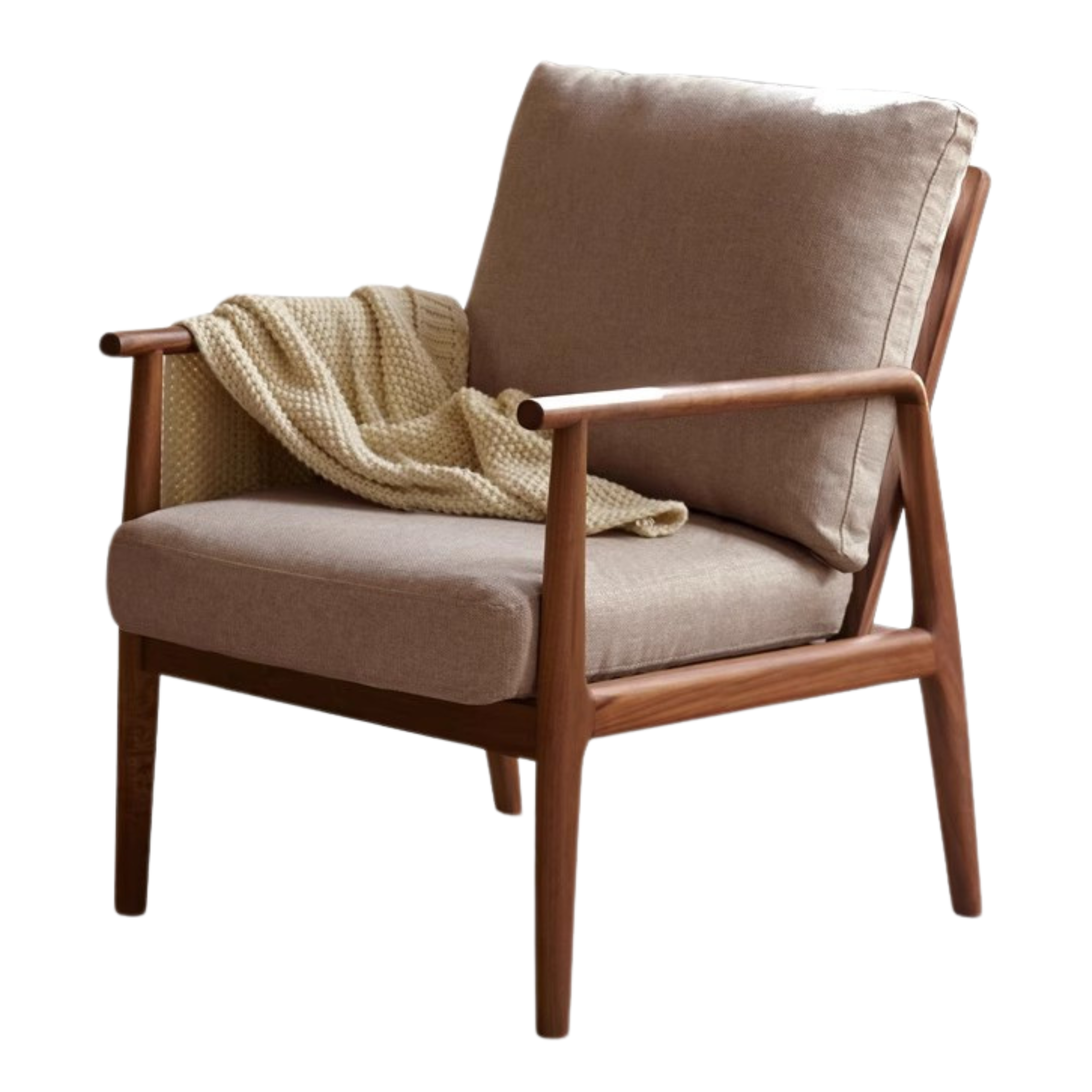 Black Walnut Solid Wood Leisure Armchair & Footstool )