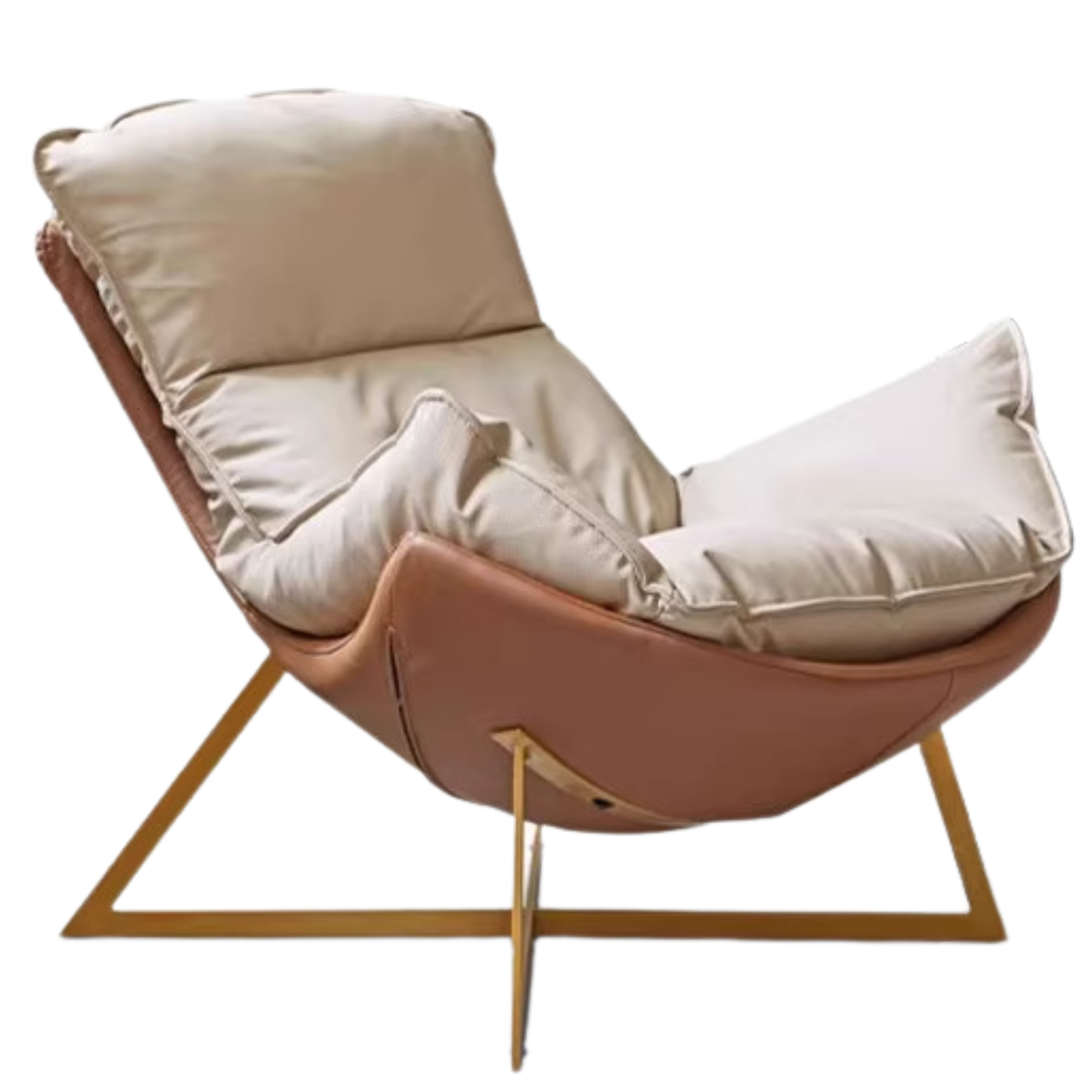 Leather Technology Cloth Lounge Eggshell Armchair